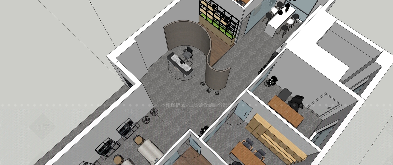 现代风格茶水间SU模型下载【ID:961469548】