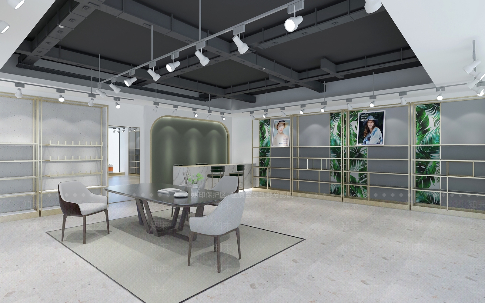 现代简约鞋子专卖店3D模型下载【ID:761524713】