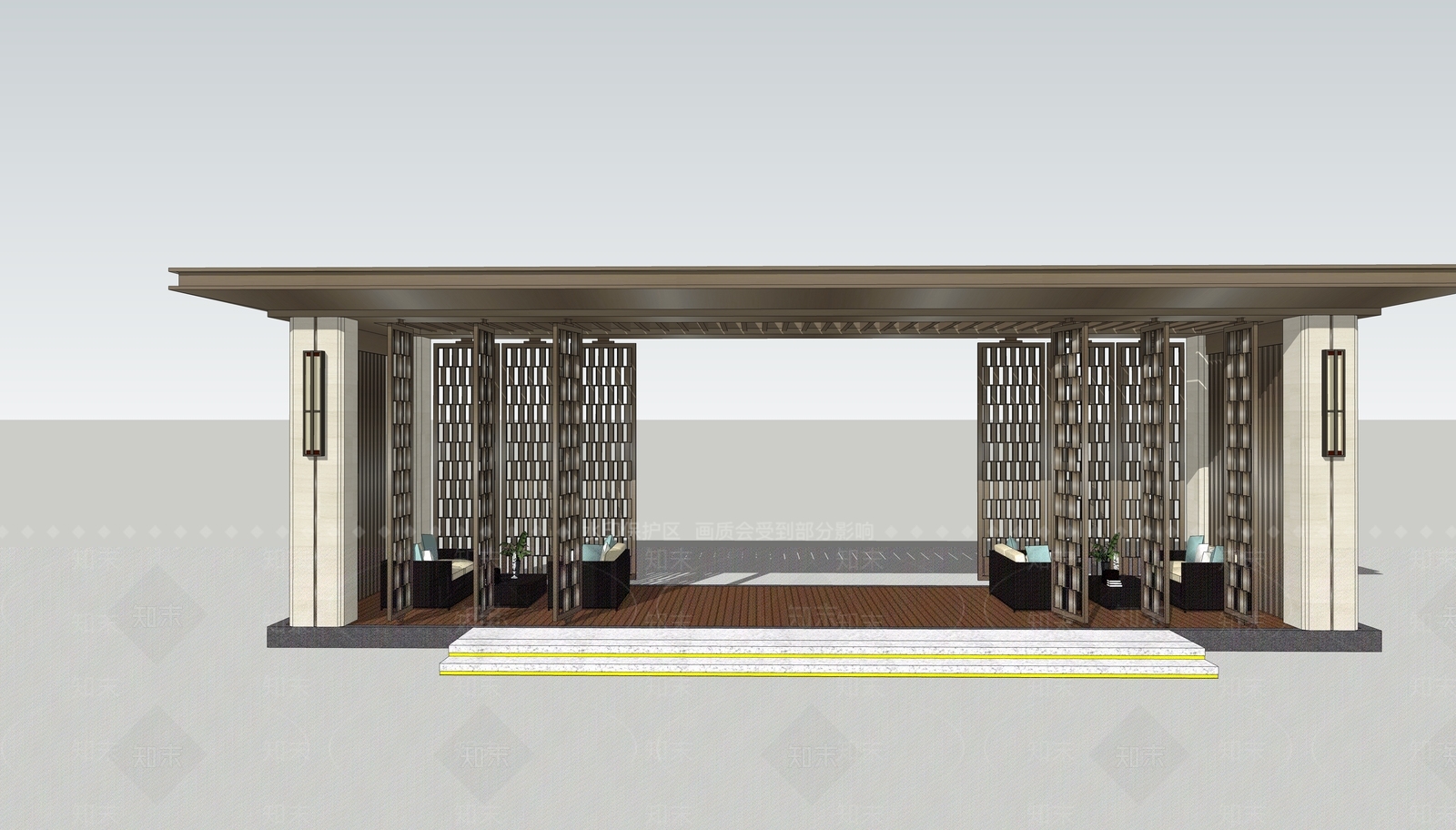 古典风格廊架SU模型下载【ID:461554766】