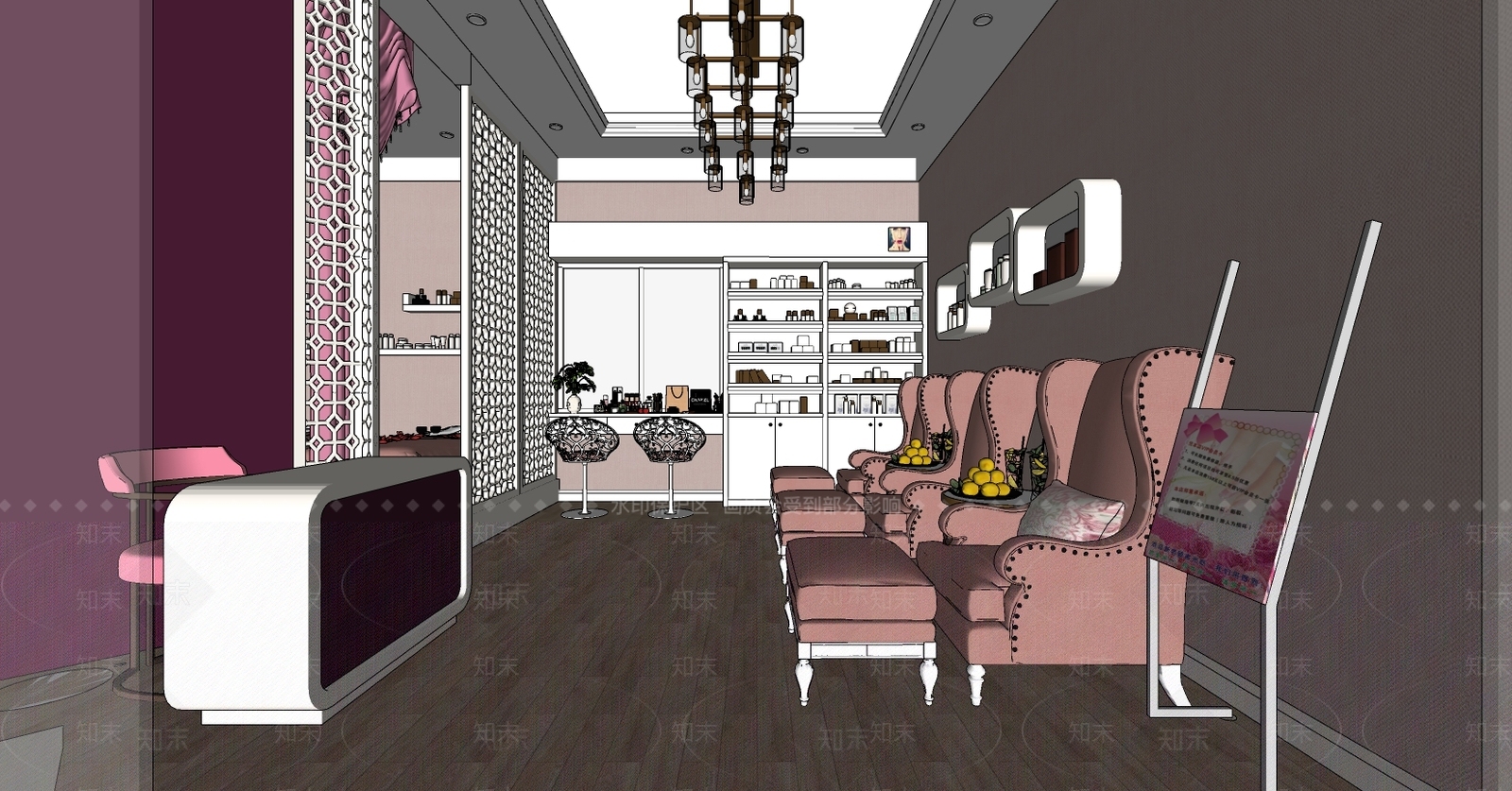 简欧风格美甲店SU模型下载【ID:461558319】