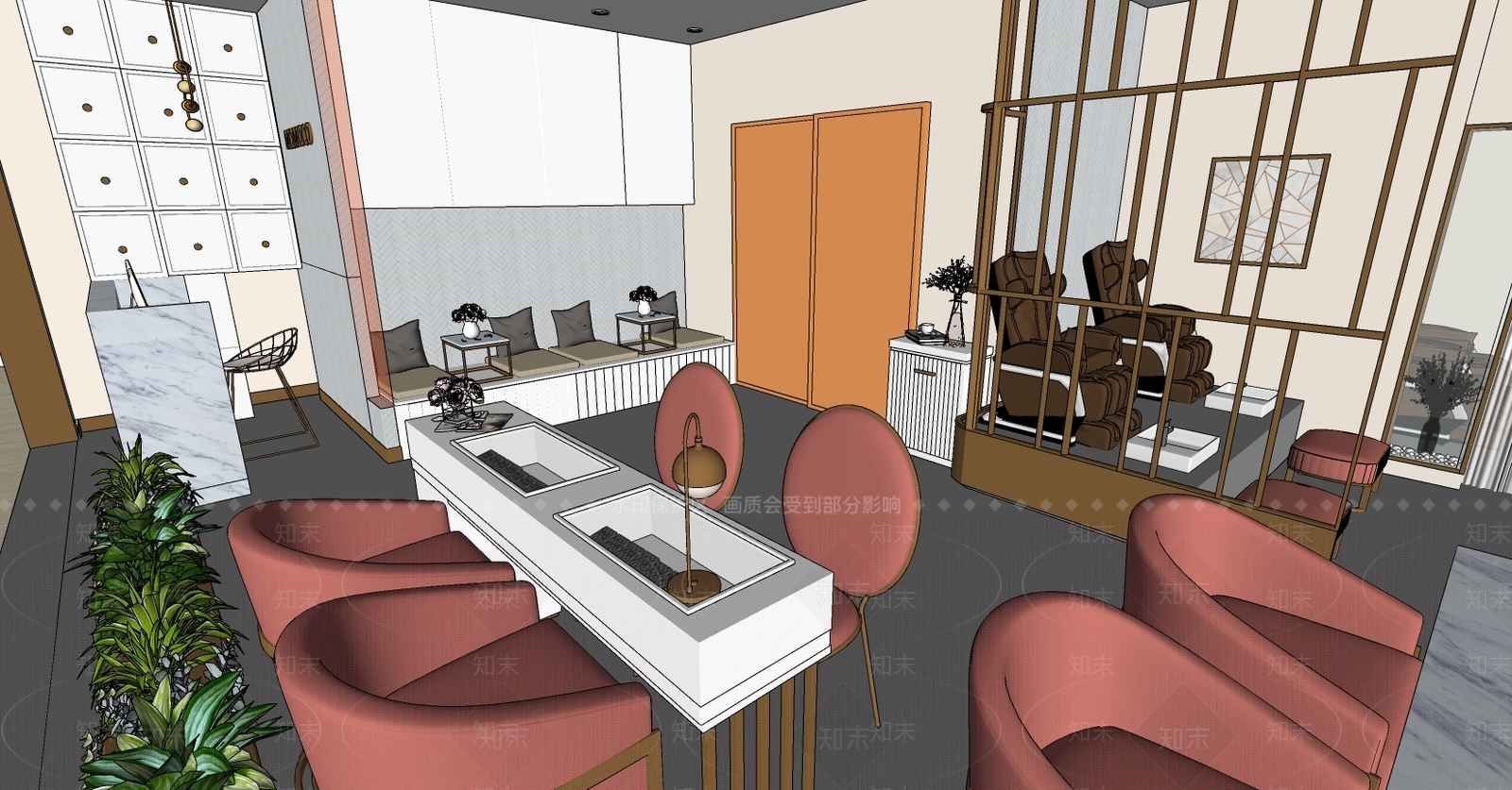 现代风格美甲店SU模型下载【ID:761558198】