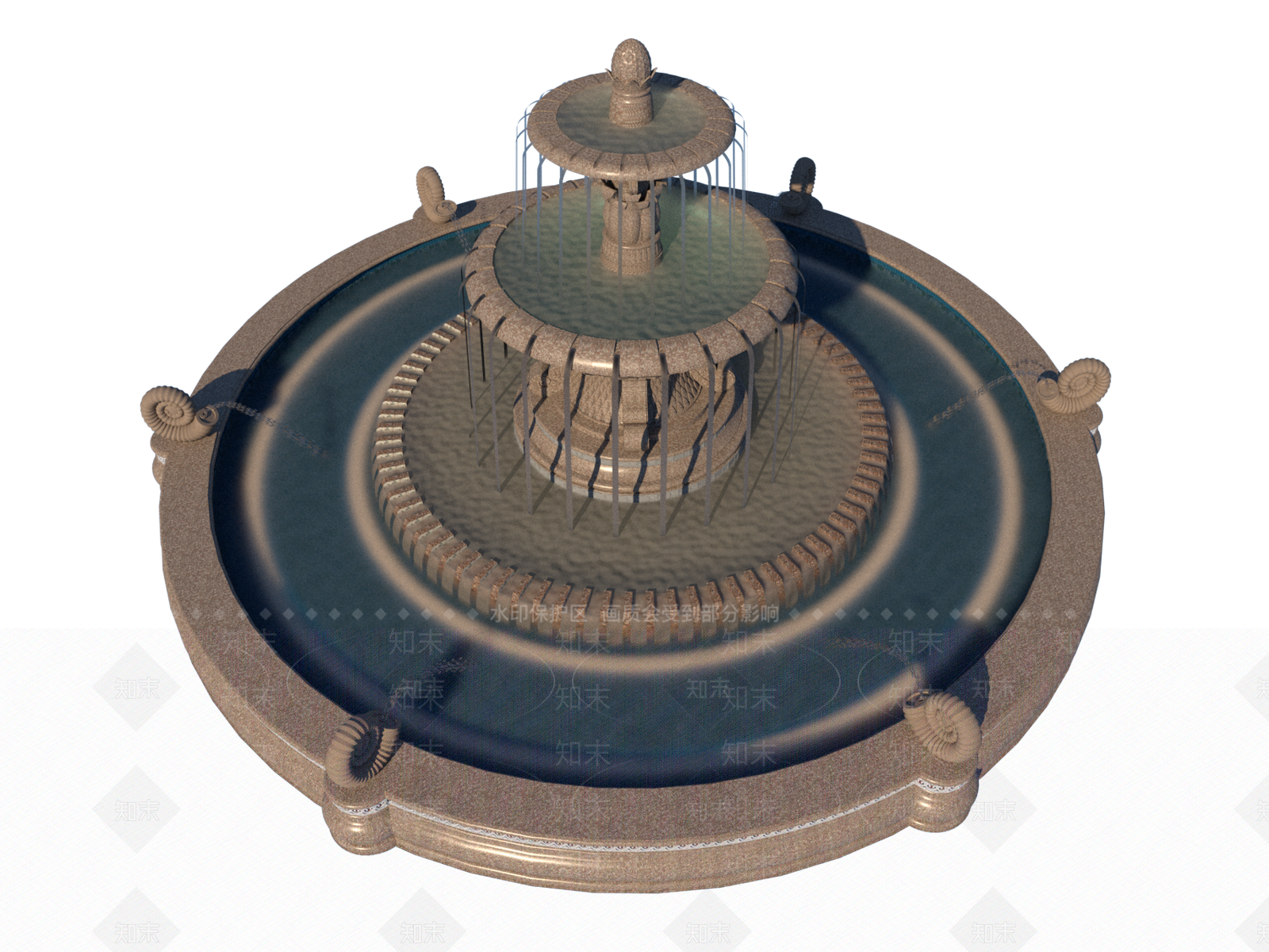 欧式风格假山水景水钵SU模型下载【ID:761559441】