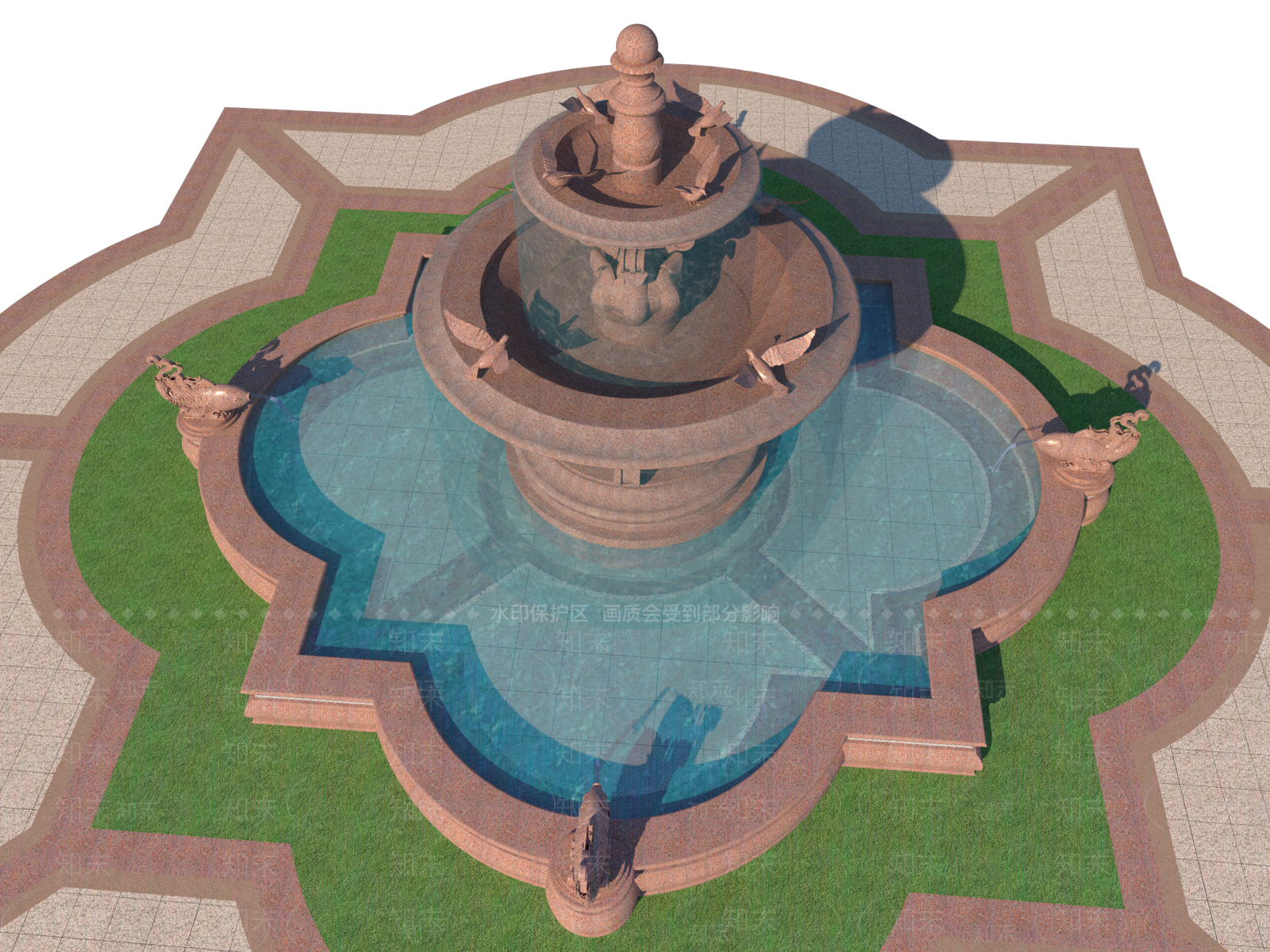 欧式风格假山水景水钵SU模型下载【ID:761559457】