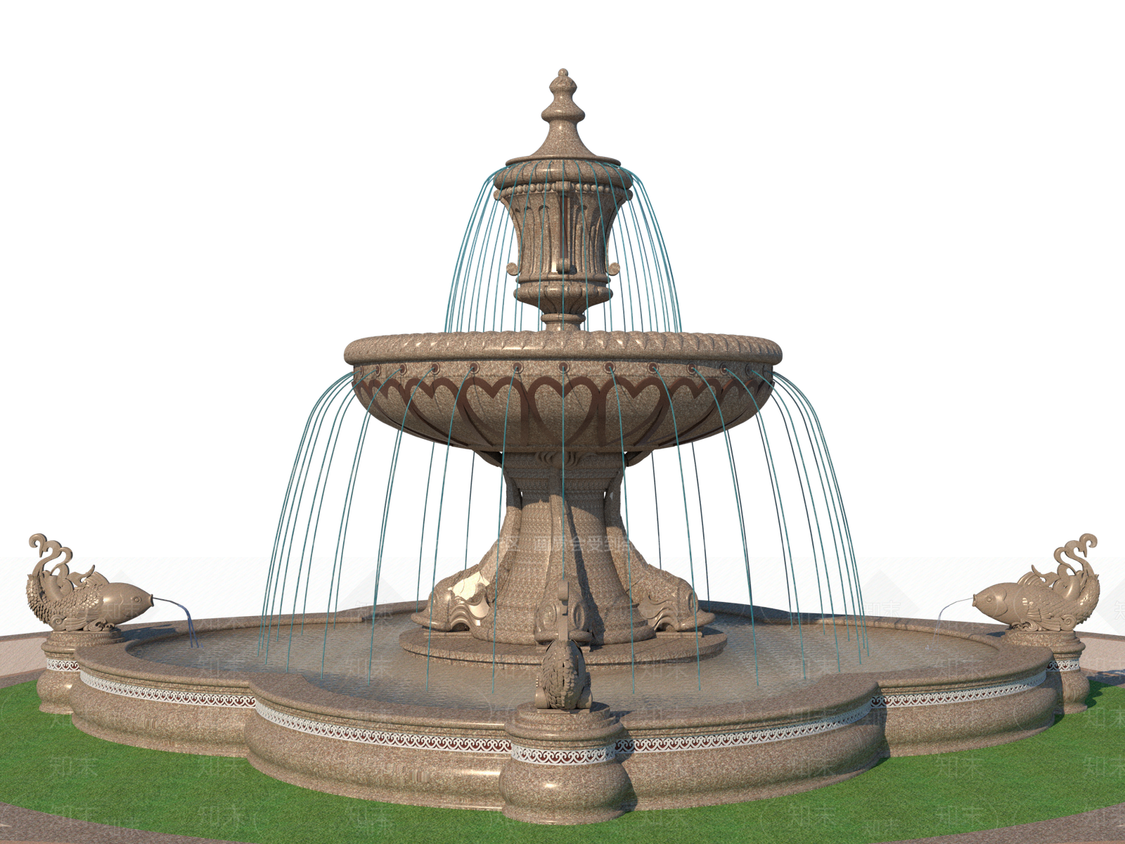 欧式风格假山水景水钵SU模型下载【ID:761559468】