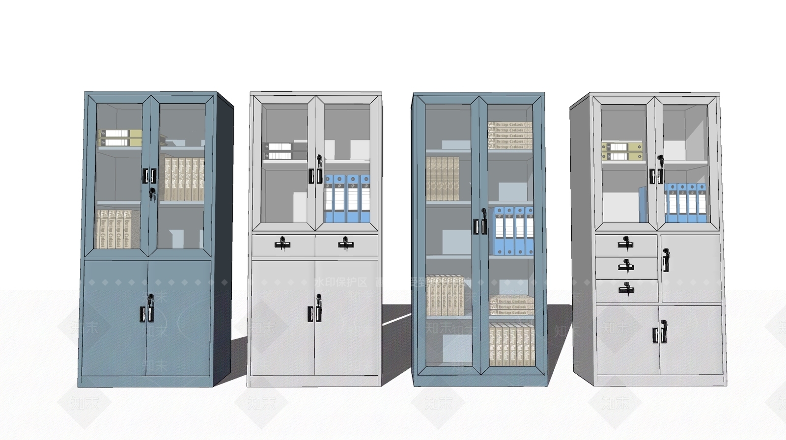 现代风格档案柜SU模型下载【ID:261595627】