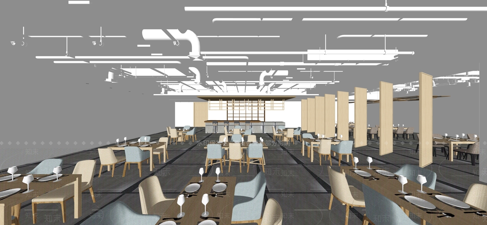 工业风格全日餐厅SU模型下载【ID:861600988】