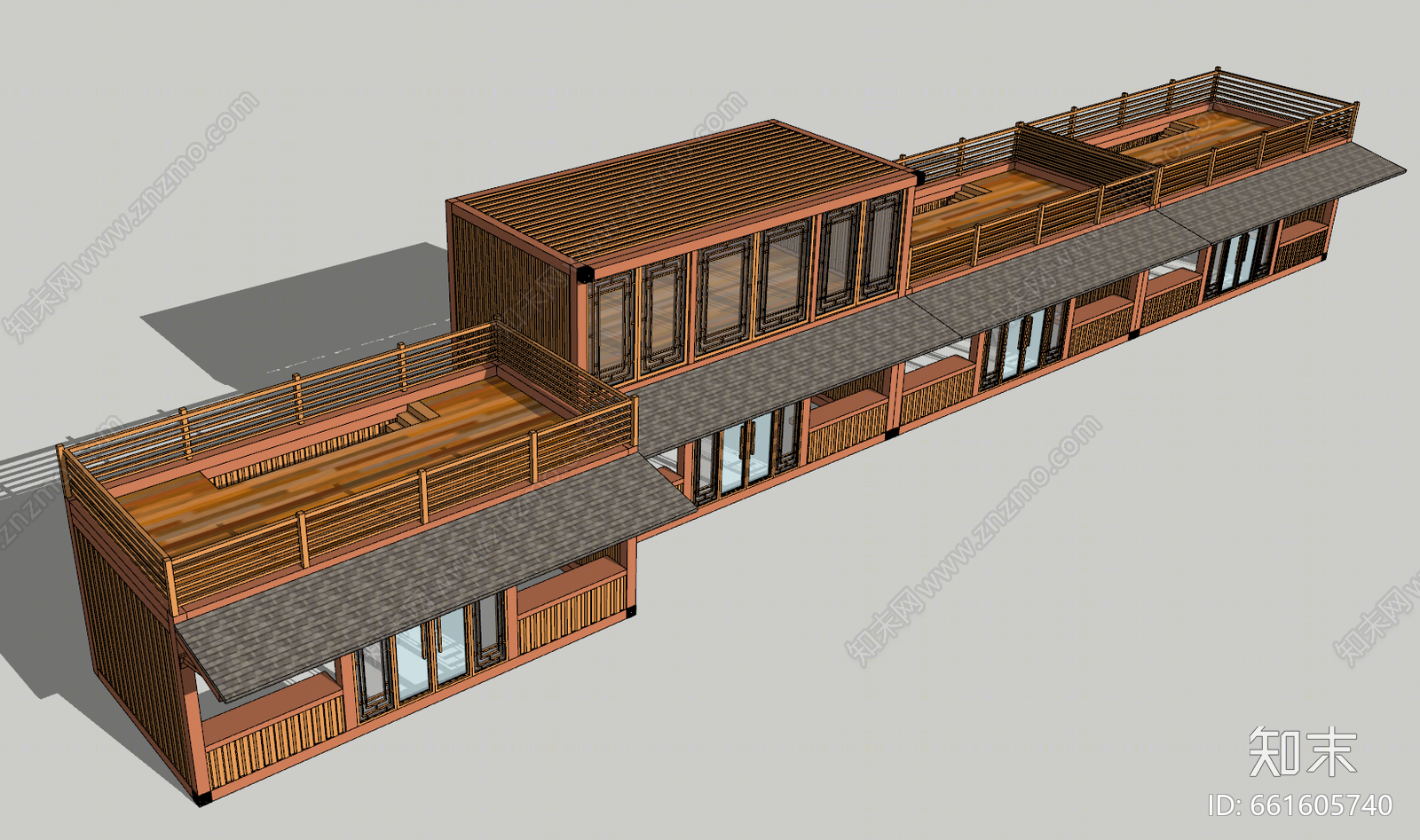 新中式风格景观小建筑SU模型下载【ID:661605740】