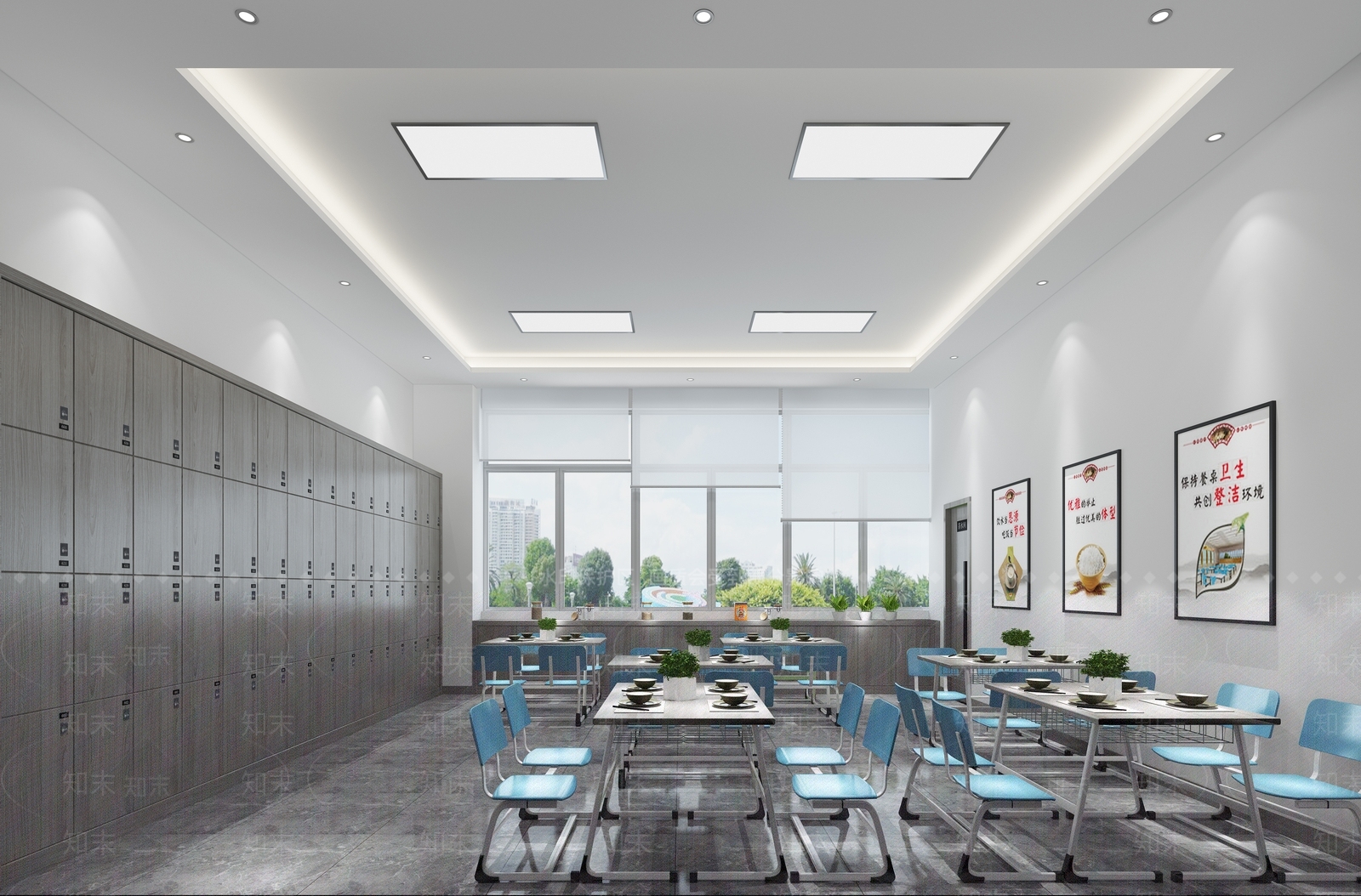现代工厂食堂3D模型下载【ID:761637743】