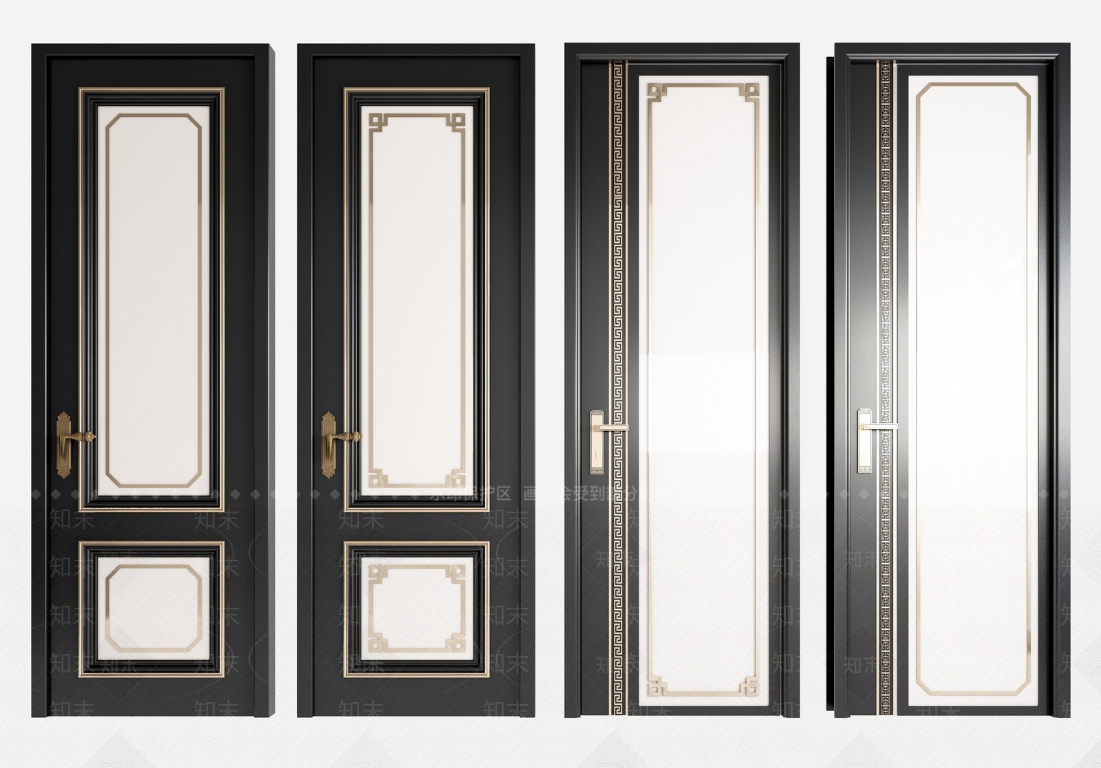 新中式卫生间玻璃门3D模型下载【ID:661669760】