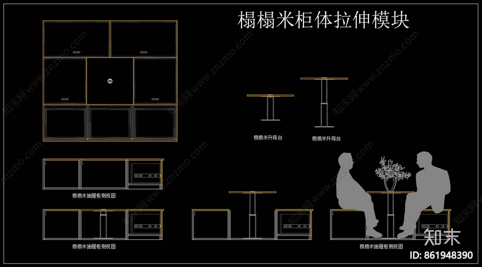 CAD榻榻米衣柜cad施工图下载【ID:861948390】