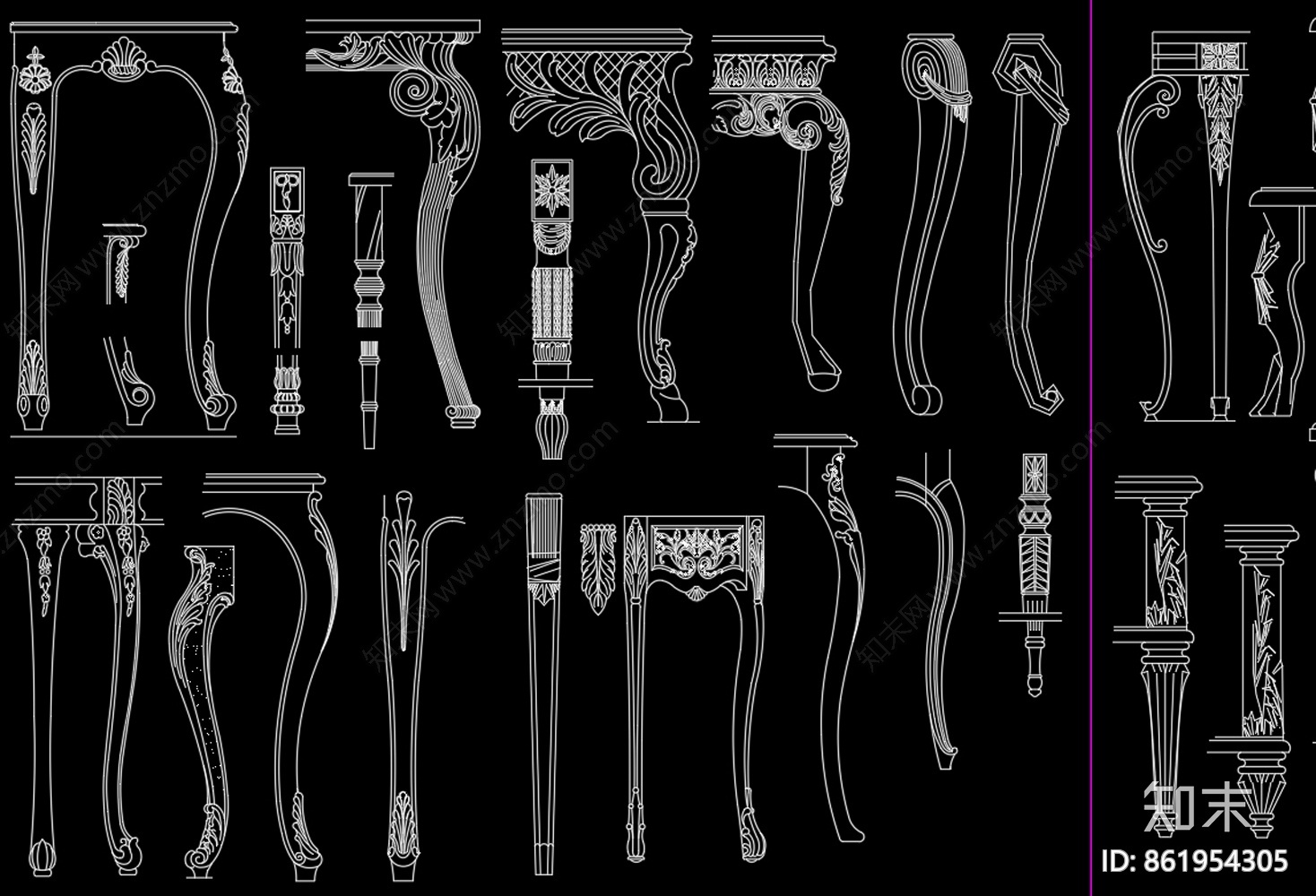 欧式腿样素材CAD图库施工图下载【ID:861954305】