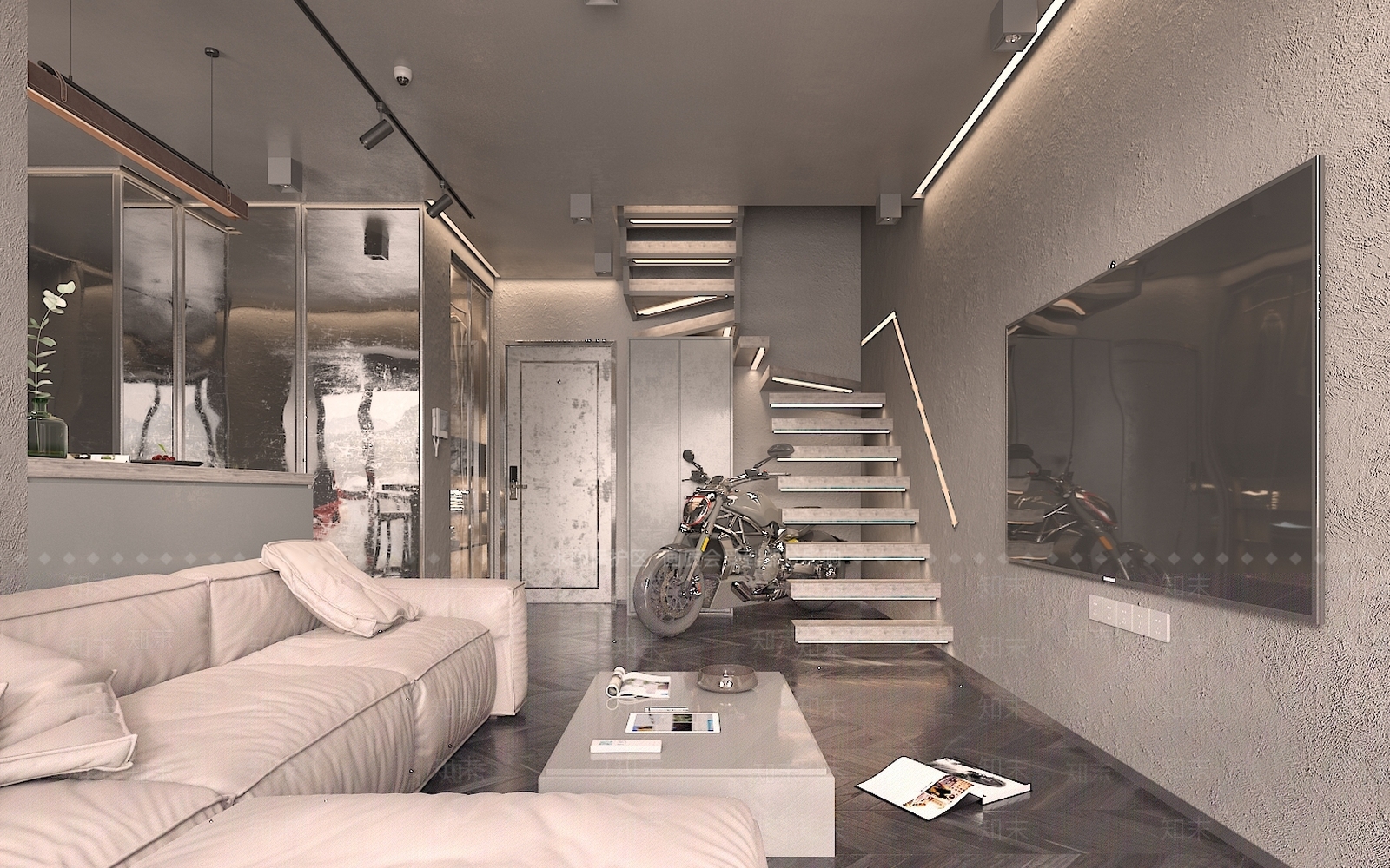 工业风格客餐厅3D模型下载【ID:861982302】