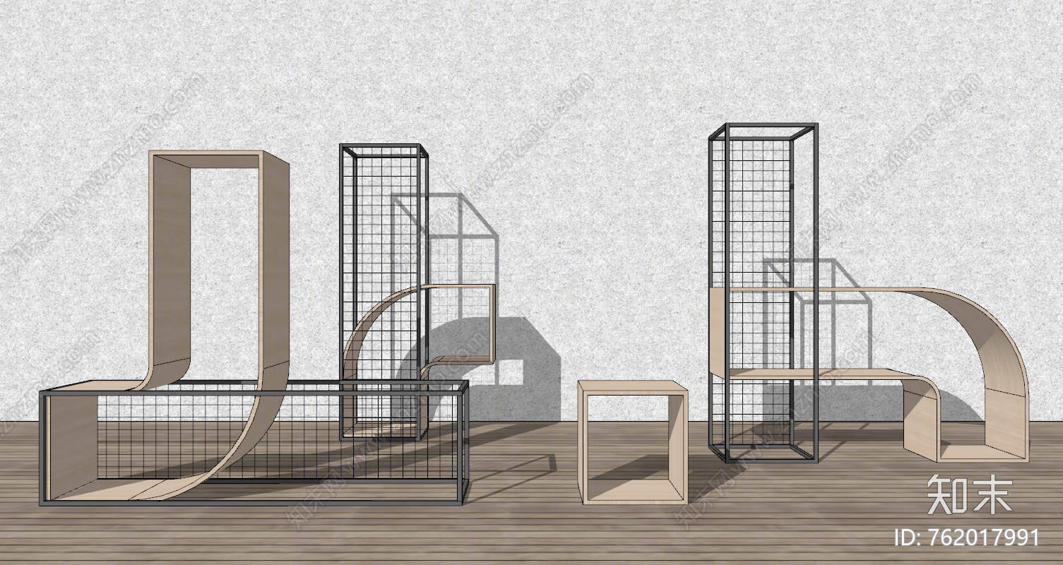 北欧风格装饰架SU模型下载【ID:762017991】