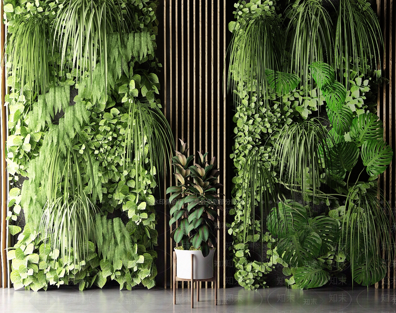 现代绿植墙3D模型下载【ID:462037224】