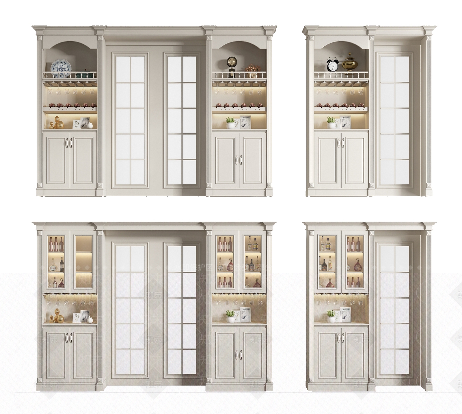 欧式风格推拉门酒柜SU模型下载【ID:362050143】