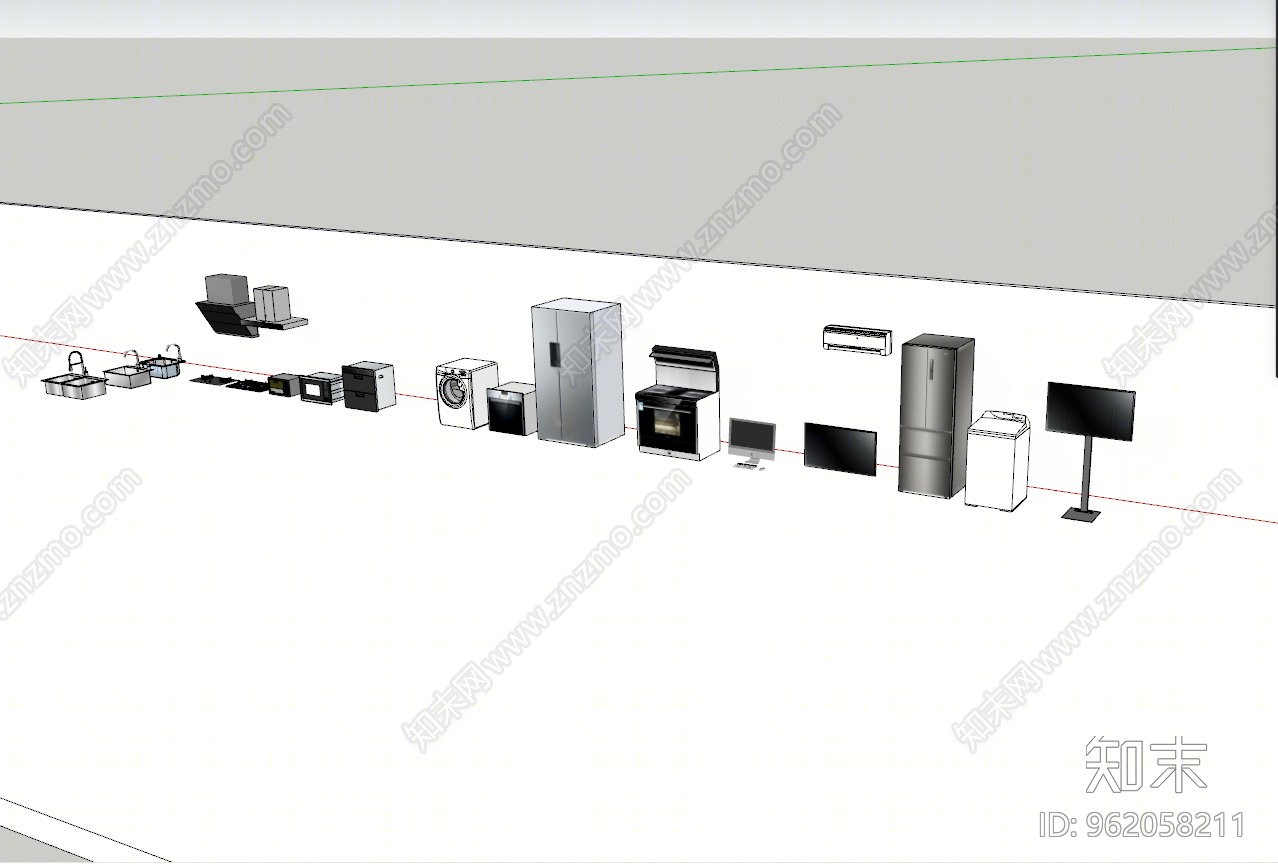 现代风格家用电器组合SU模型下载【ID:962058211】