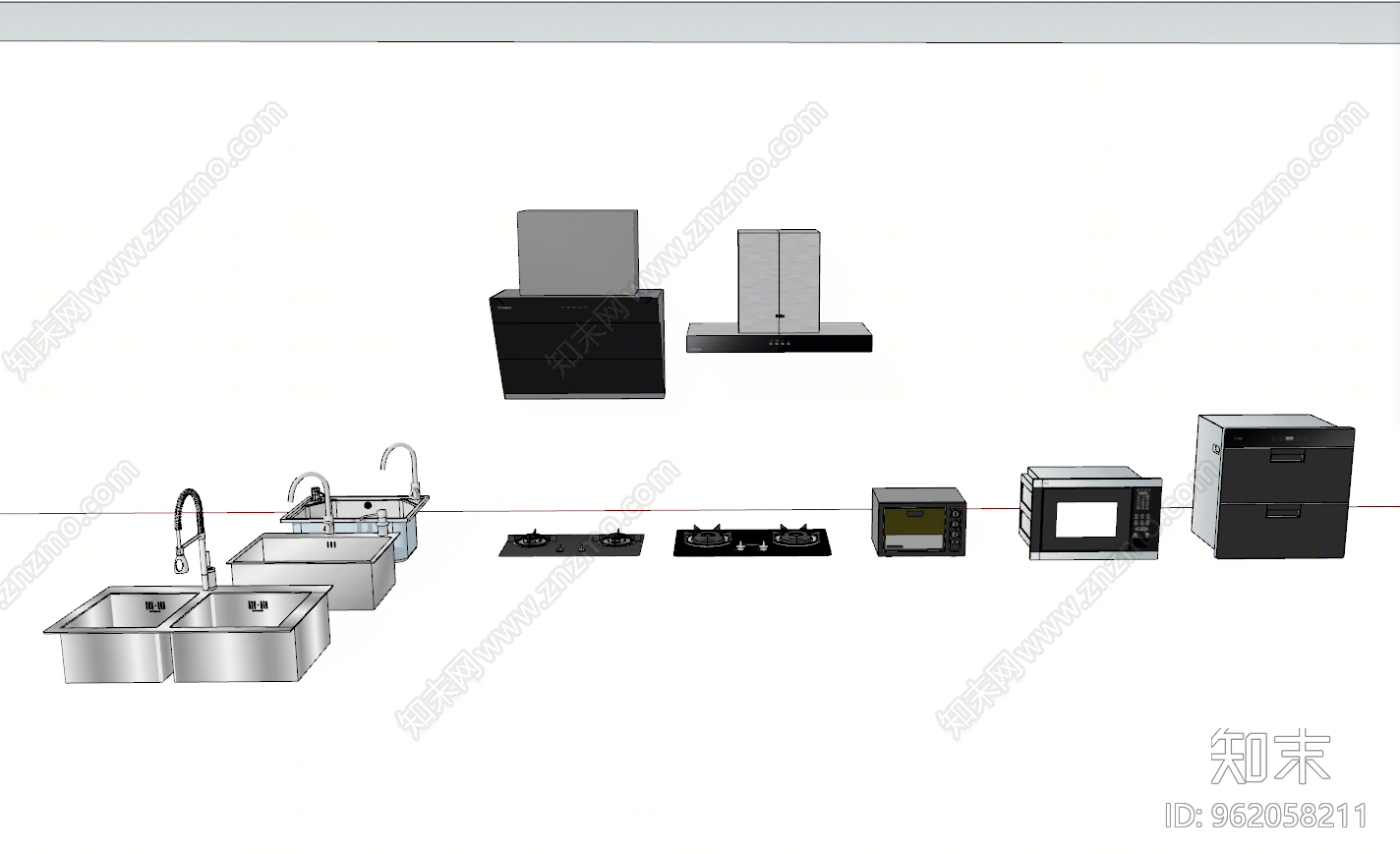 现代风格家用电器组合SU模型下载【ID:962058211】