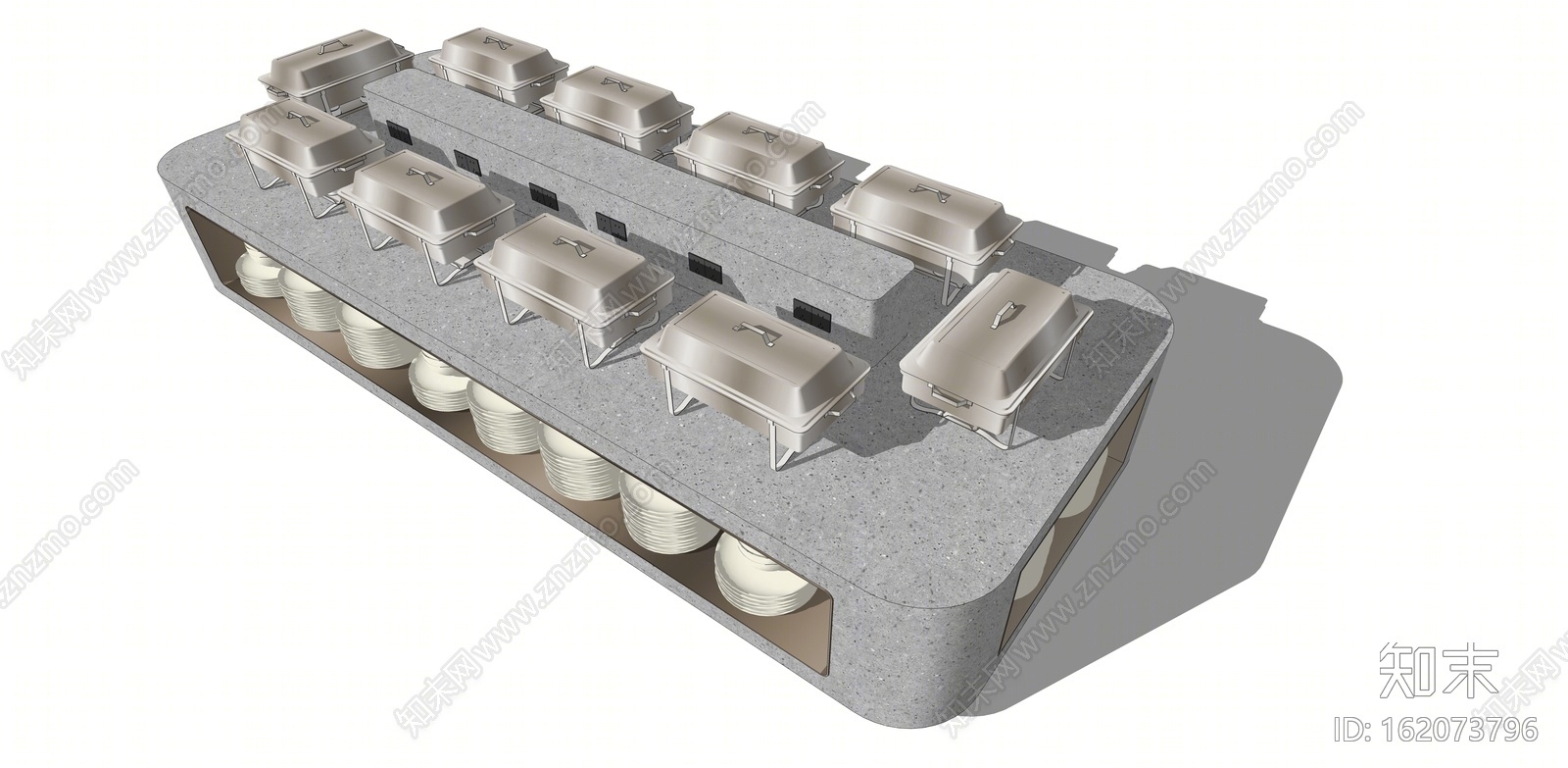 现代风格自助餐台SU模型下载【ID:162073796】