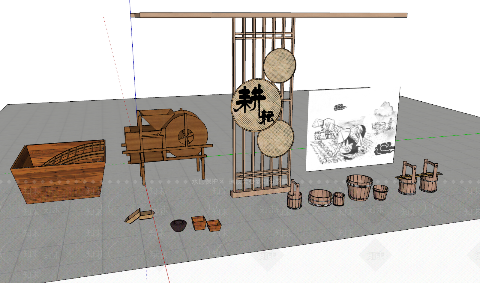 中式风格其他展厅SU模型下载【ID:262077902】
