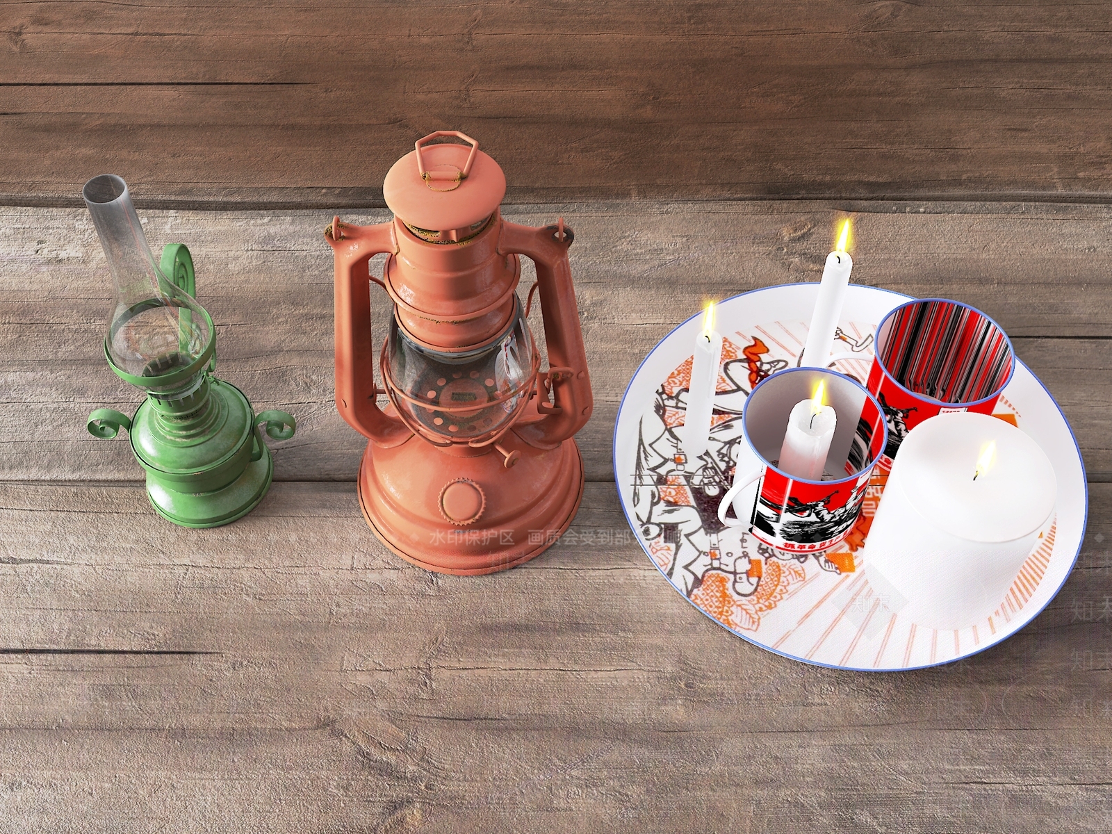 工业风煤油灯3D模型下载【ID:662091313】