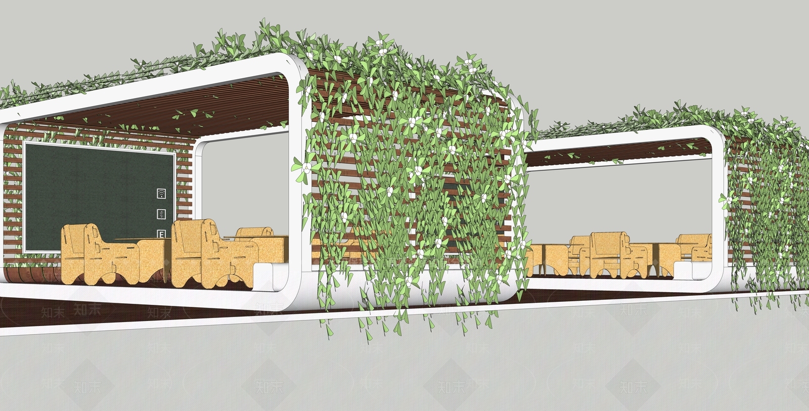 现代风格绿植爬藤植物SU模型下载【ID:462122792】