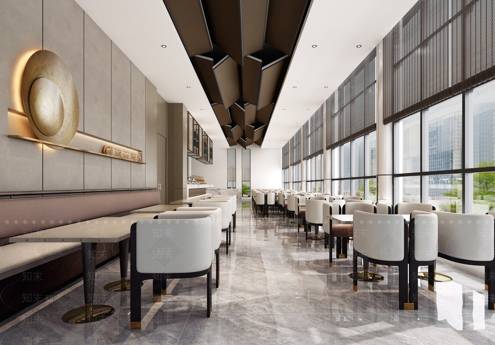 新中式员工就餐区3D模型下载【ID:762140798】