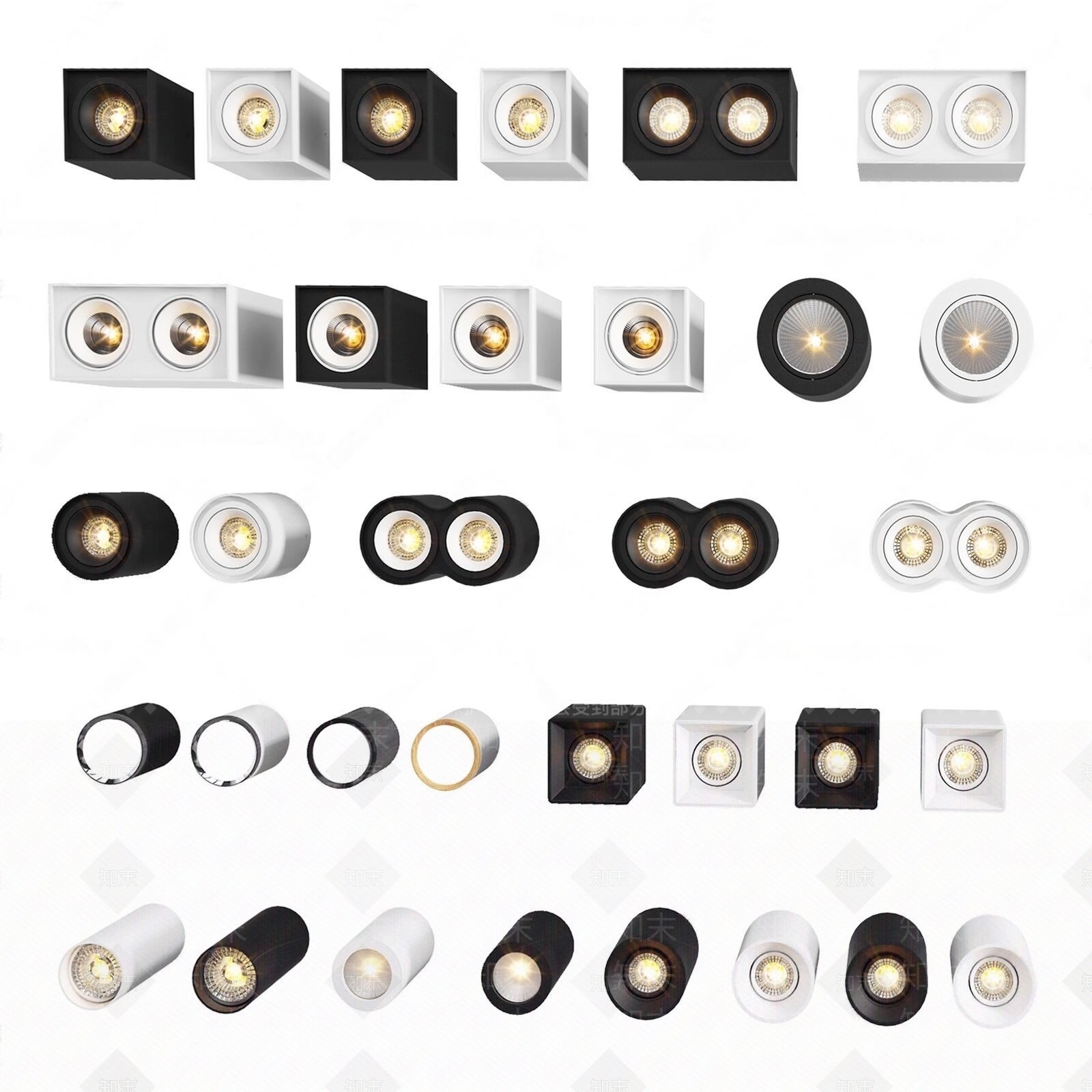 现代明装筒灯3D模型下载【ID:662157624】