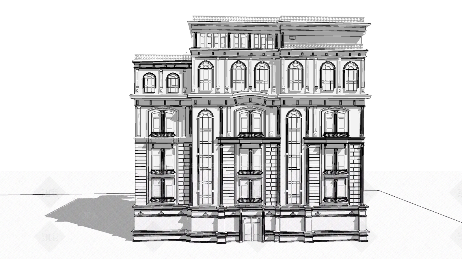 欧式风格多层公建SU模型下载【ID:362202449】