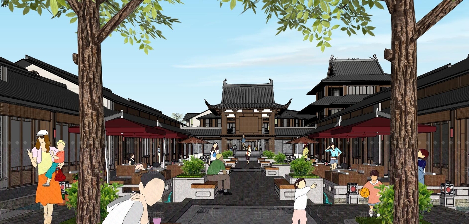 中式风情街SU模型下载【ID:362203402】