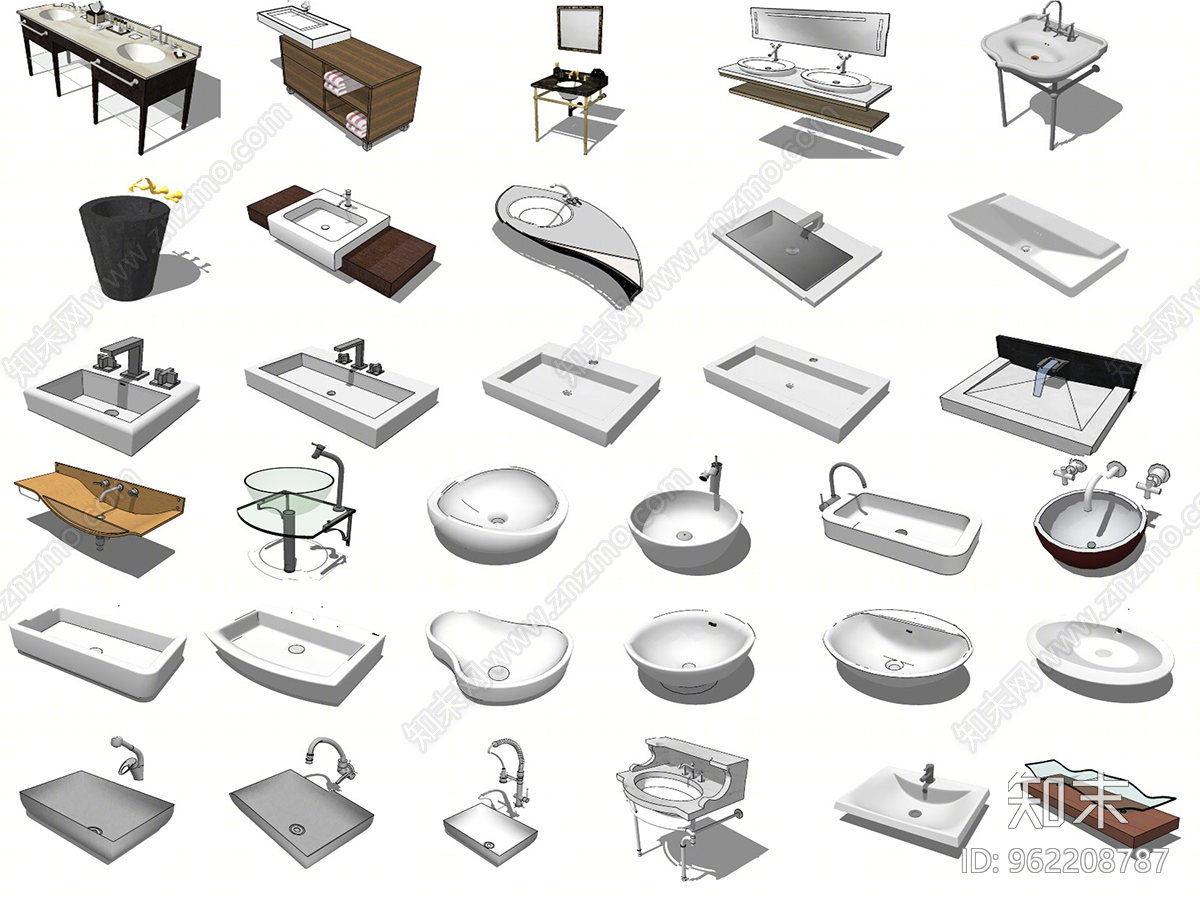 洗面盆SU模型下载【ID:962208787】
