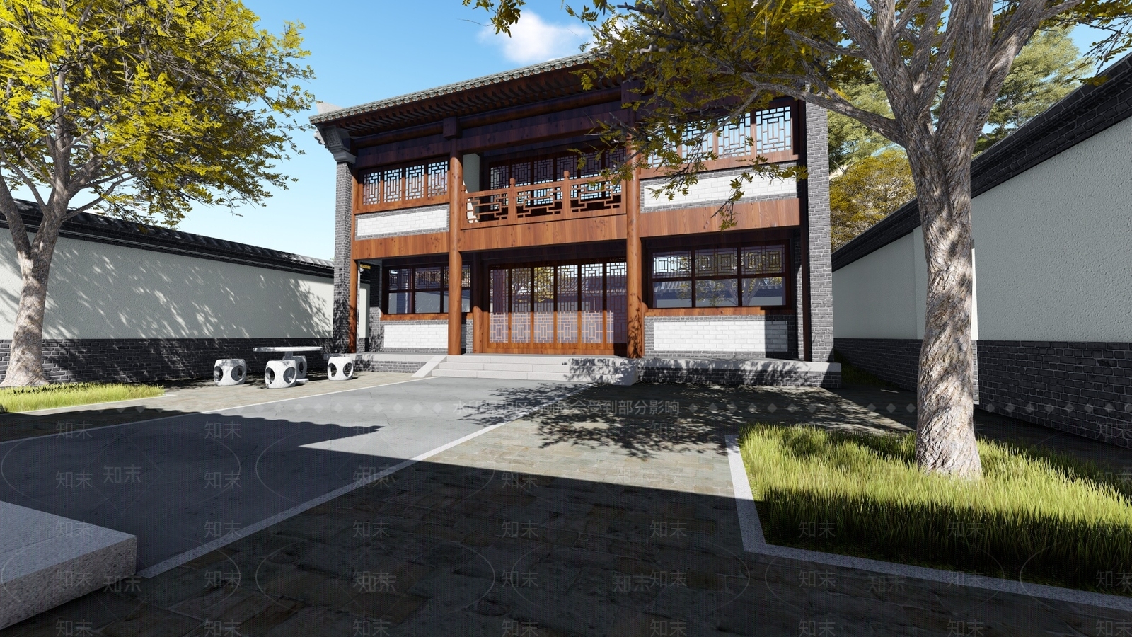 中式风格中式古建筑SU模型下载【ID:862230603】