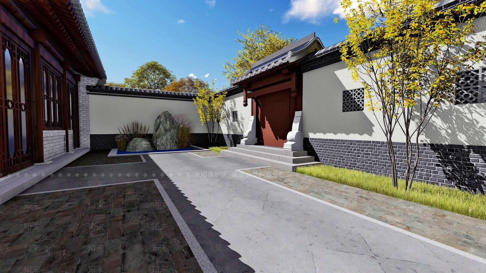 中式风格中式古建筑SU模型下载【ID:862230603】