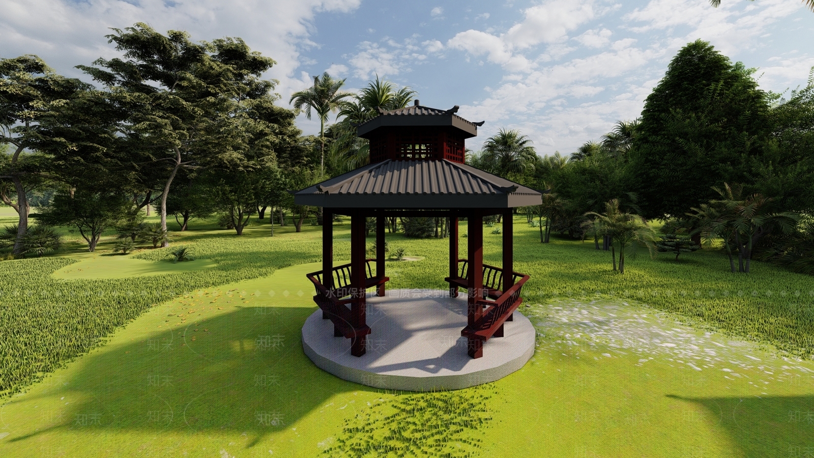 中式风格亭子SU模型下载【ID:462231865】