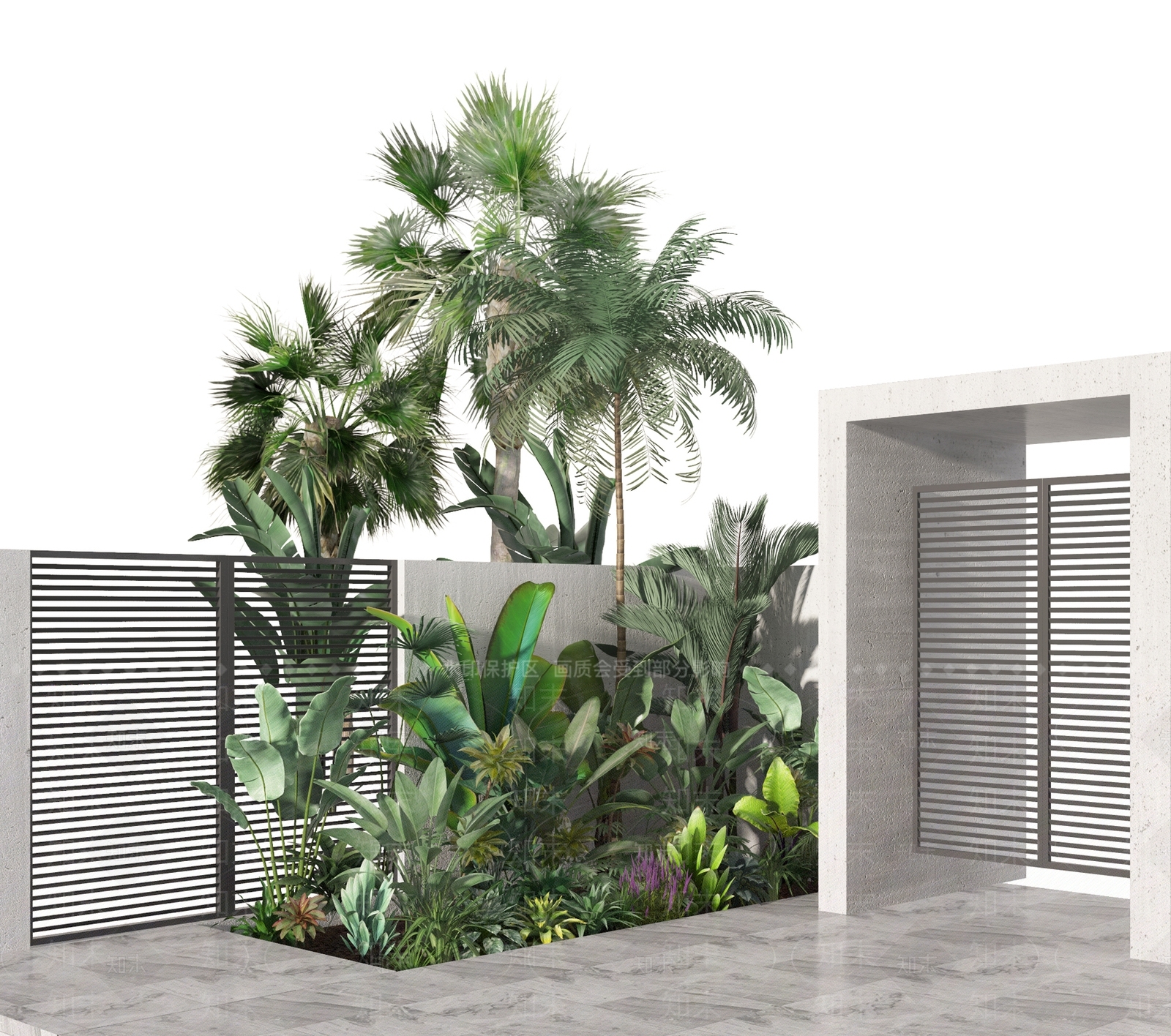 现代植物堆3D模型下载【ID:262232654】