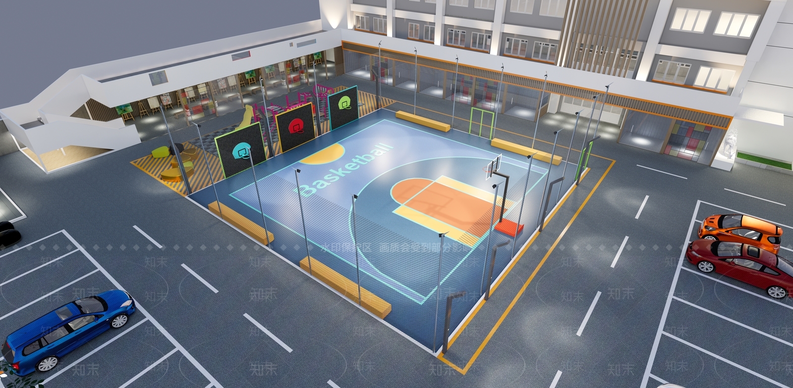 现代风格停车场SU模型下载【ID:562245484】
