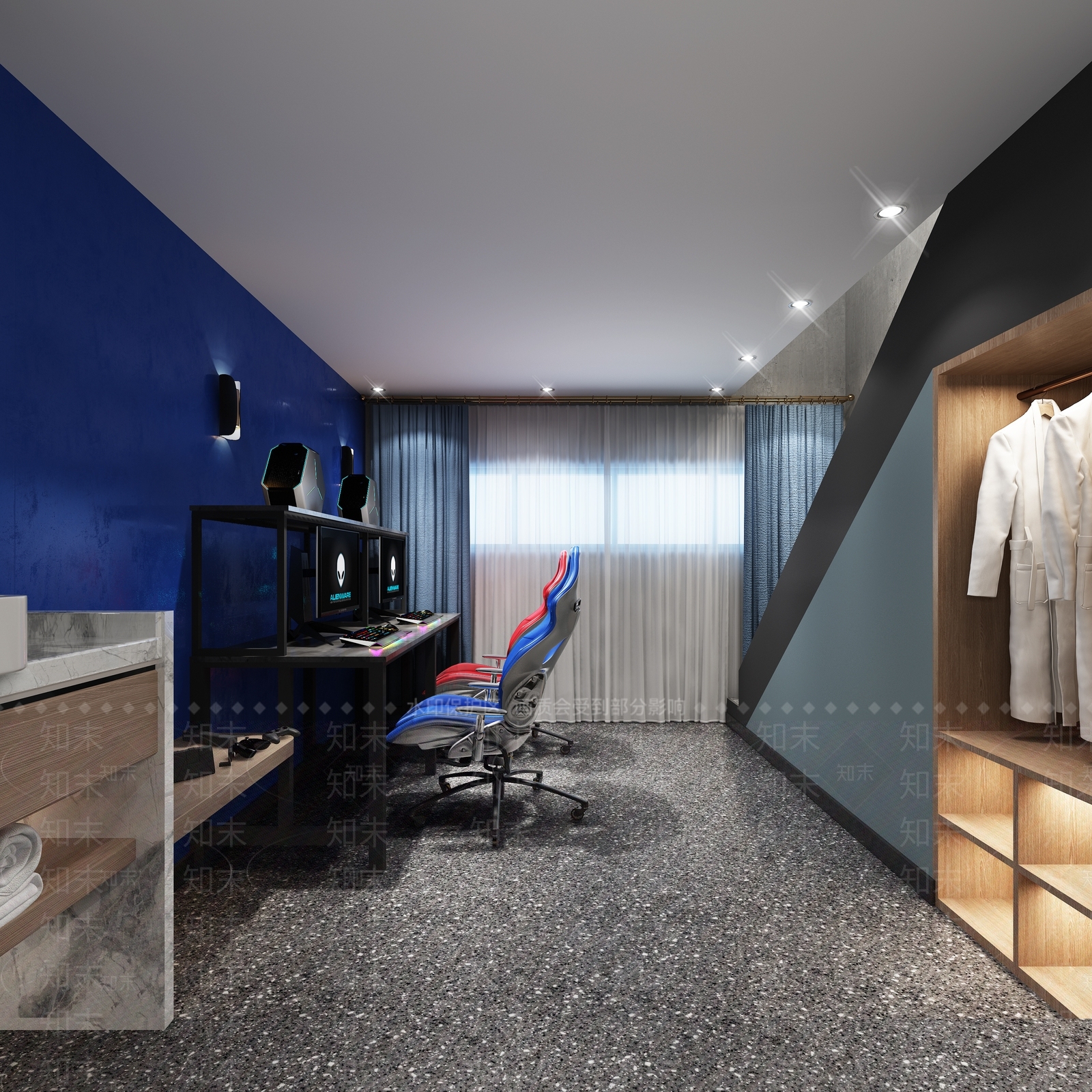 工业风电竞酒店双人间3D模型下载【ID:462248622】