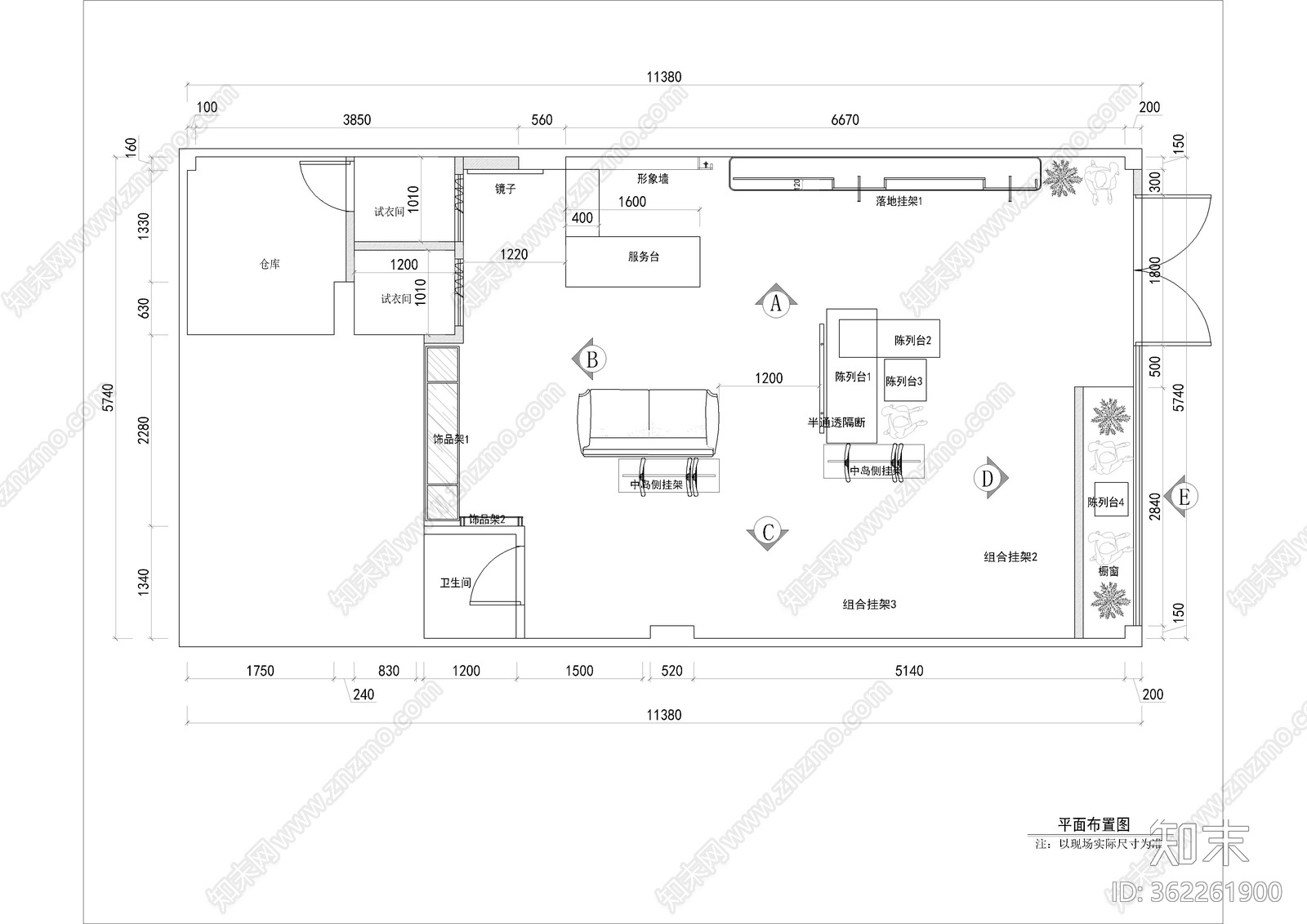 女装店56平cad施工图下载【ID:362261900】