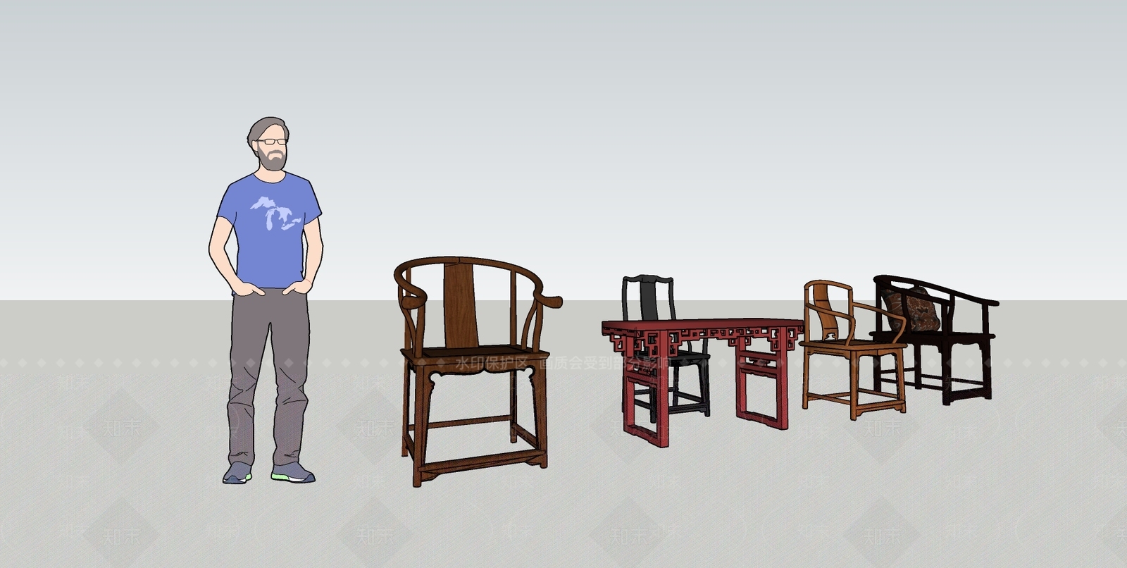 中式风格圈椅SU模型下载【ID:462263588】