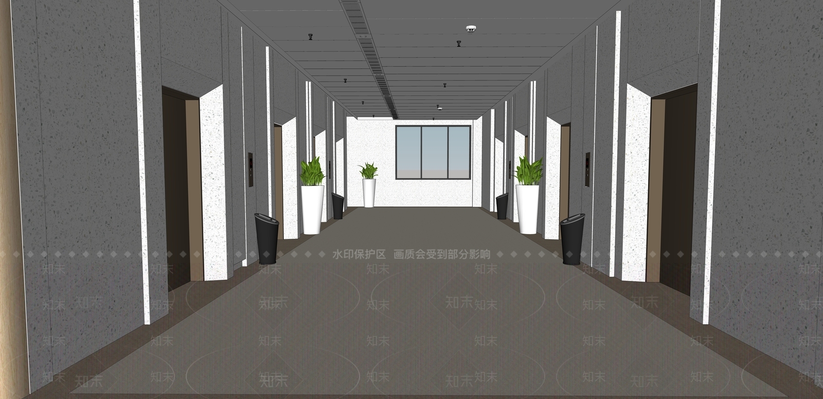 现代风格公司电梯间SU模型下载【ID:662264274】
