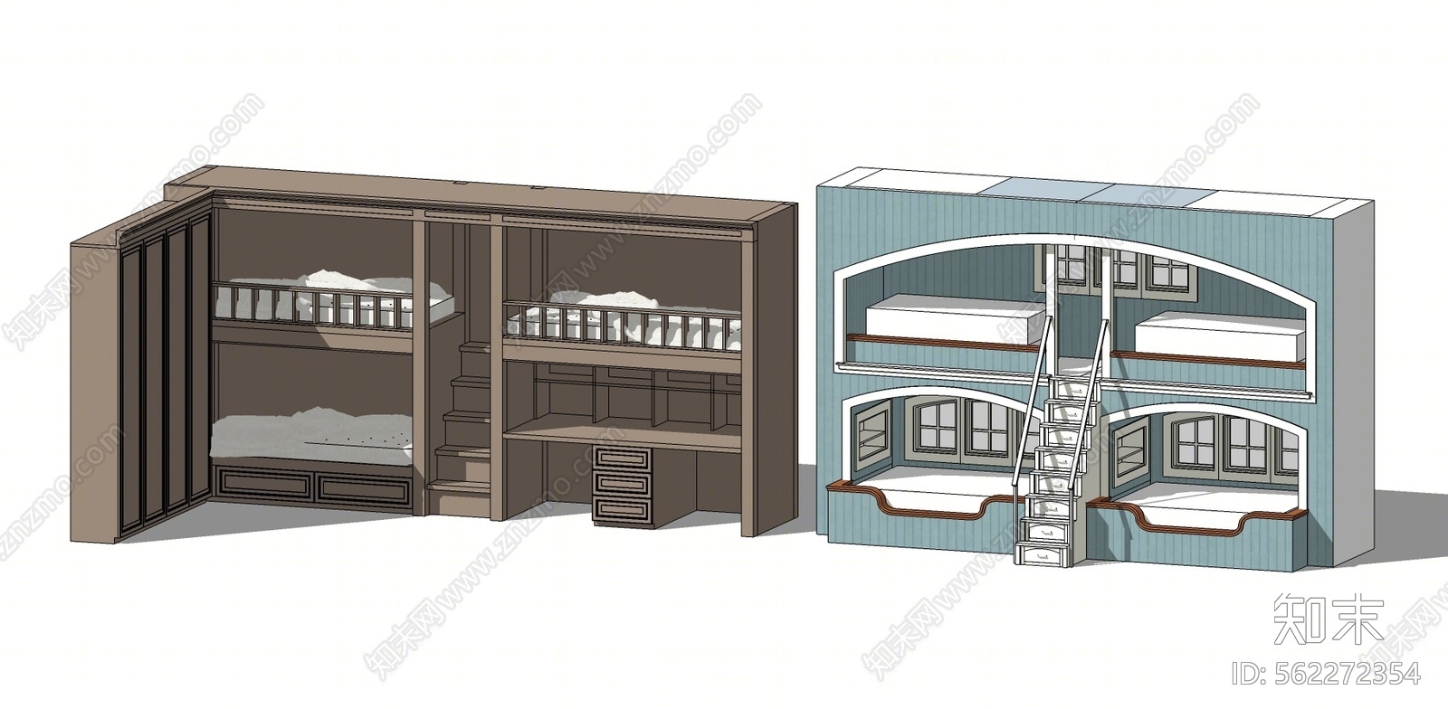 简欧风格儿童床SU模型下载【ID:562272354】