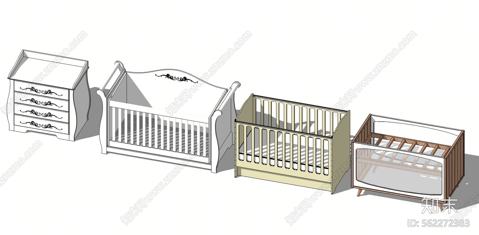 现代风格儿童床SU模型下载【ID:562272383】