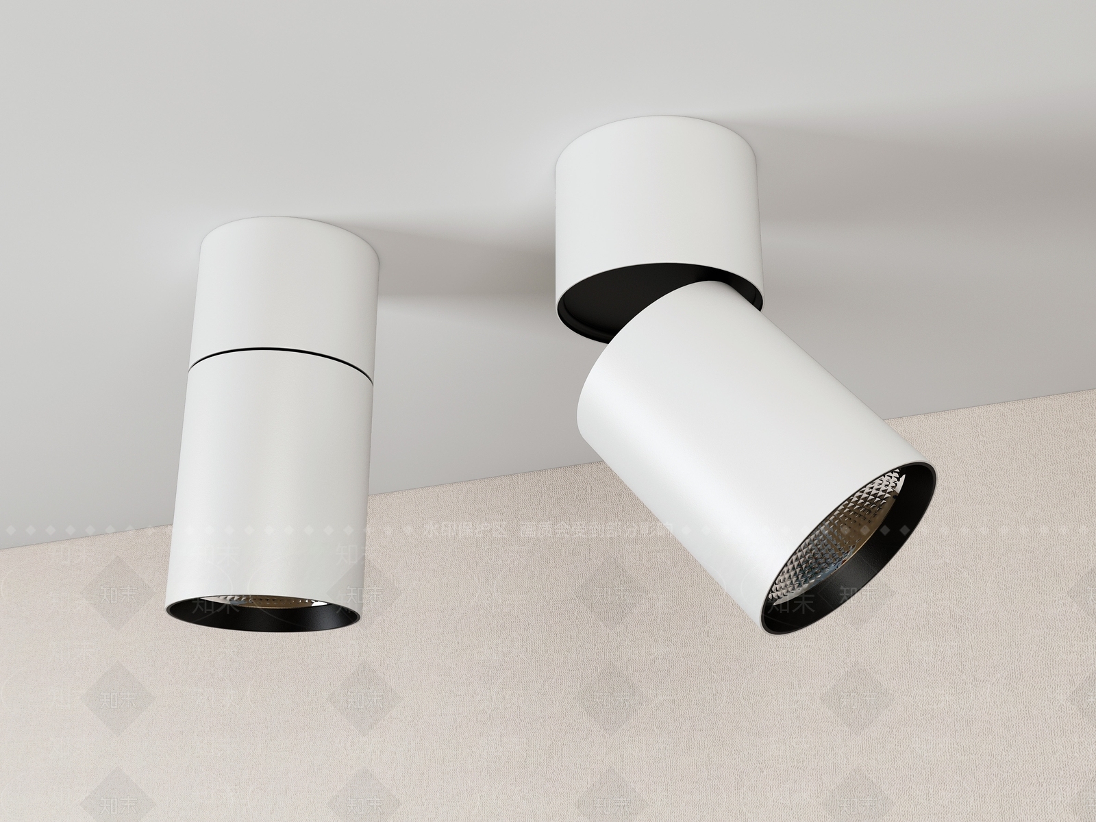 现代明装筒灯射灯3D模型下载【ID:662277631】