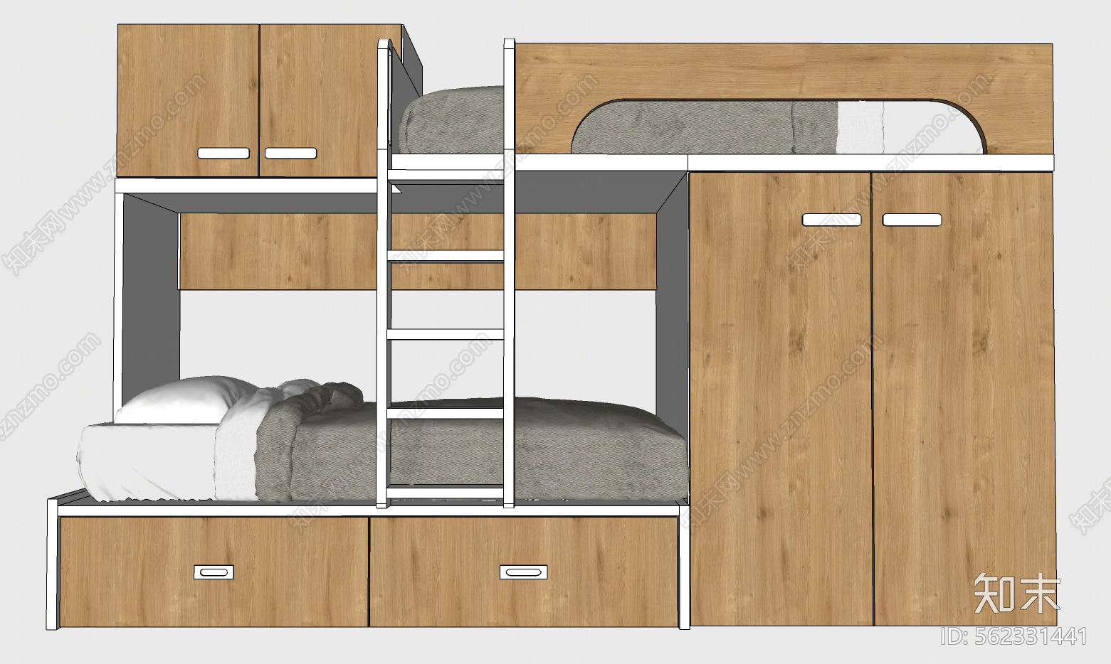 北欧风格双层床SU模型下载【ID:562331441】