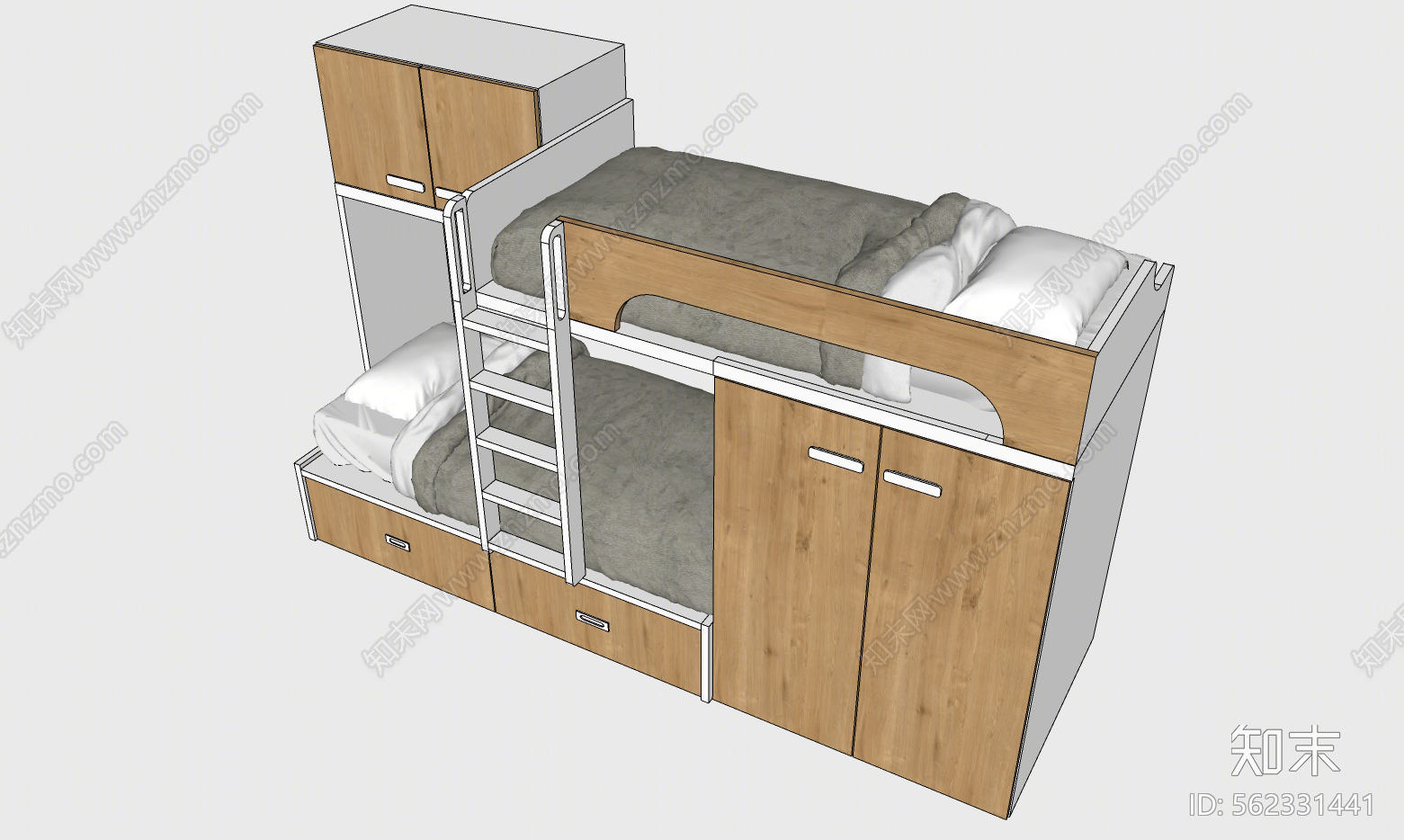 北欧风格双层床SU模型下载【ID:562331441】