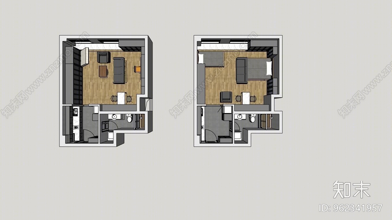 现代单身公寓SU模型下载【ID:962341957】