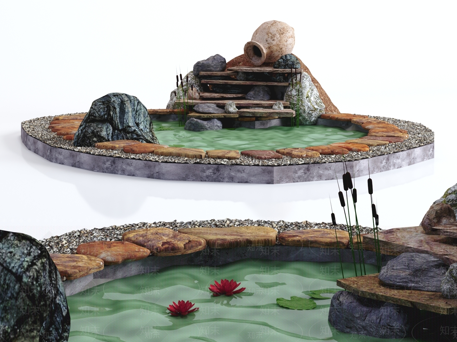 现代景观水池小品3D模型下载【ID:462359451】