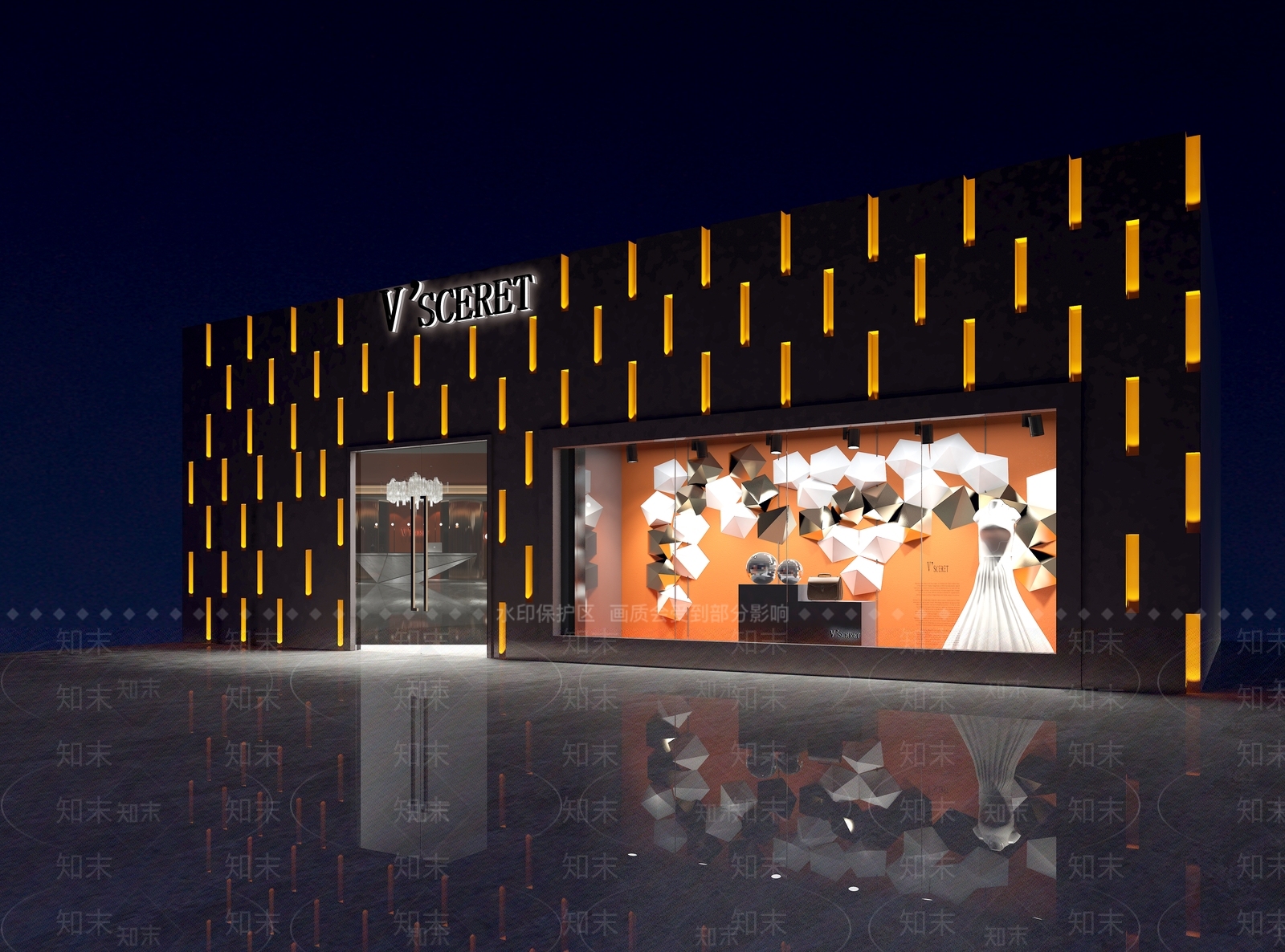 现代风格专卖店门面门头3D模型下载【ID:962360572】