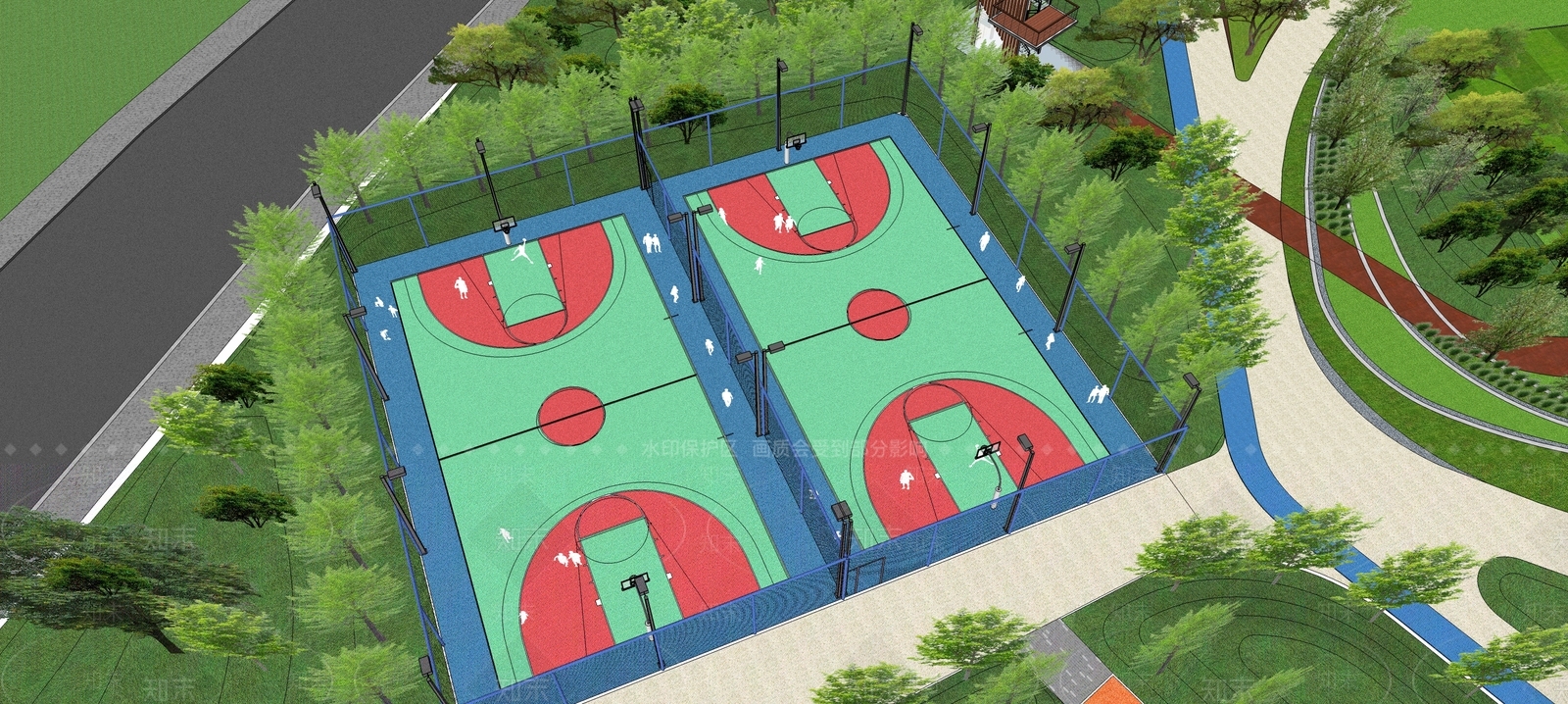 现代风格篮球场SU模型下载【ID:562409243】
