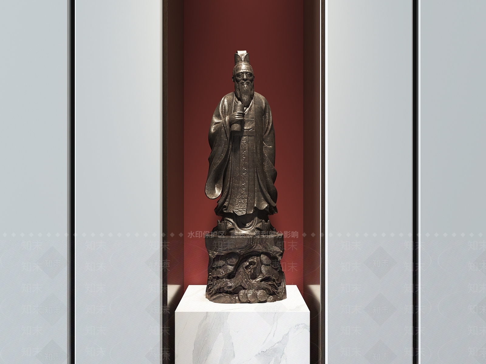 新中式孔子雕塑3D模型下载【ID:362411824】