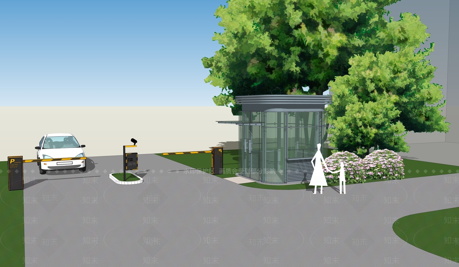 现代风格门卫SU模型下载【ID:962418145】